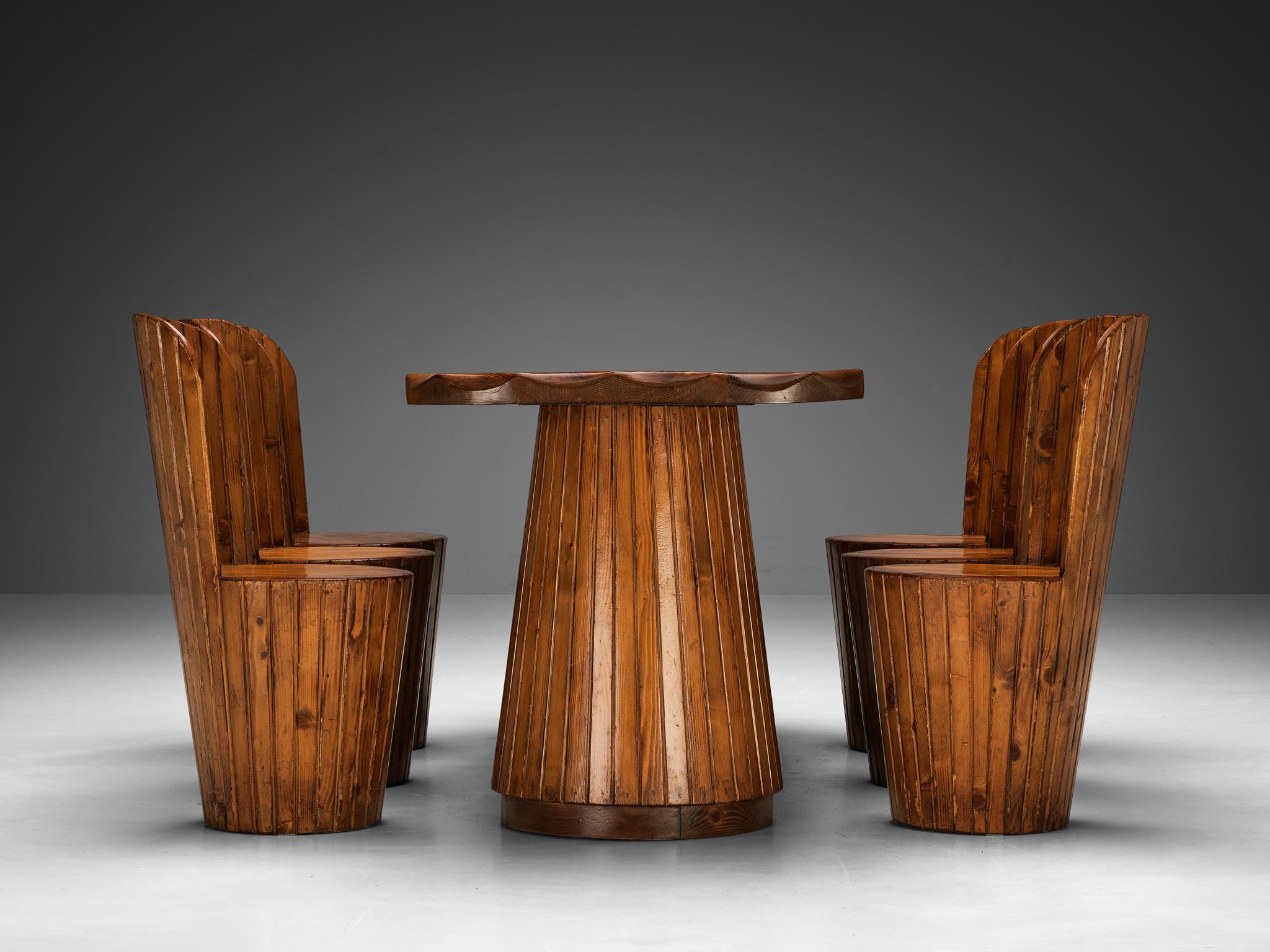 Italian Naturalistic Set of Dining Table and Six Chairs in Pine tables Morentz