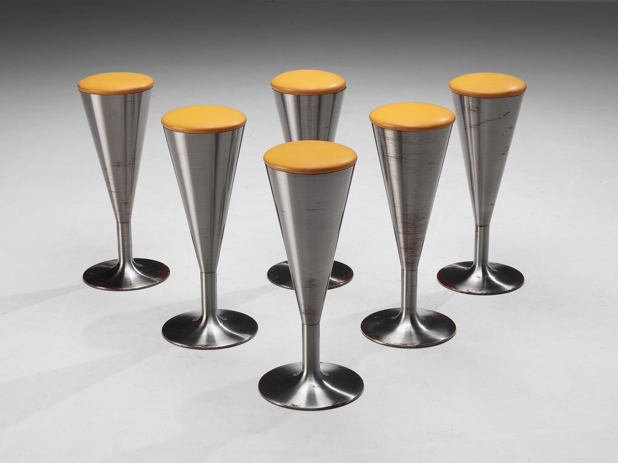 Leo Thafvelin for Johanson Design Set of Six Bar Stools in Camel Leather seating Morentz