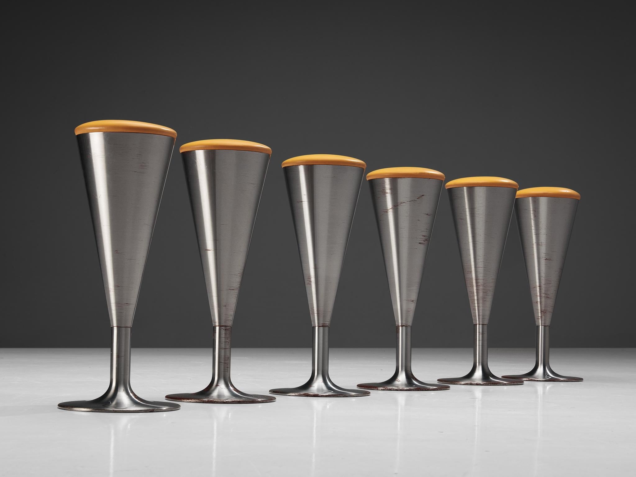 Leo Thafvelin for Johanson Design Set of Six Bar Stools in Camel Leather seating Morentz