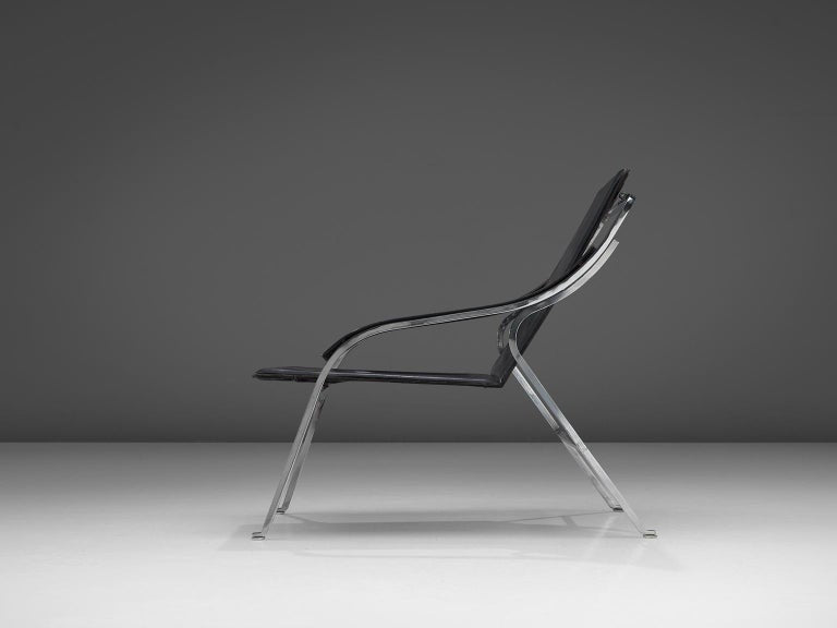 Marco Zanuso for Arflex 'Fourline' Chair in Black Leather