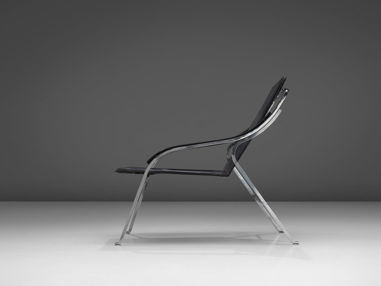 Marco Zanuso for Arflex 'Fourline' Chair in Black Leather seating Morentz