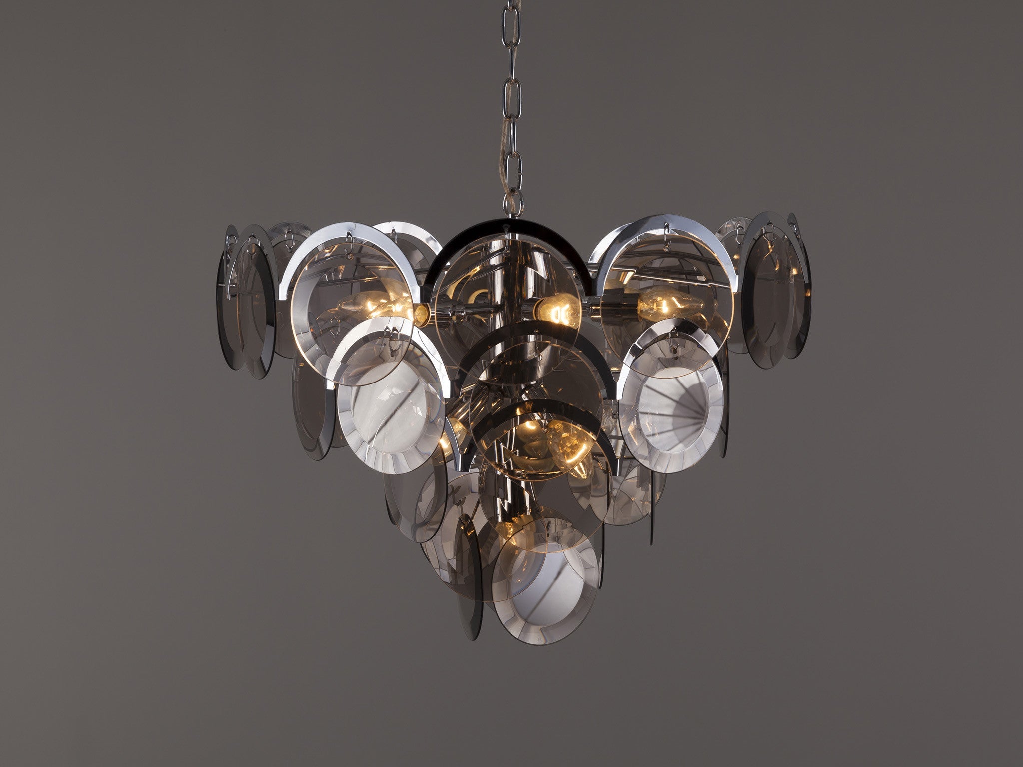 Gino Vistosi for Vistosi Chandelier in Chrome and Murano Glass lighting Morentz