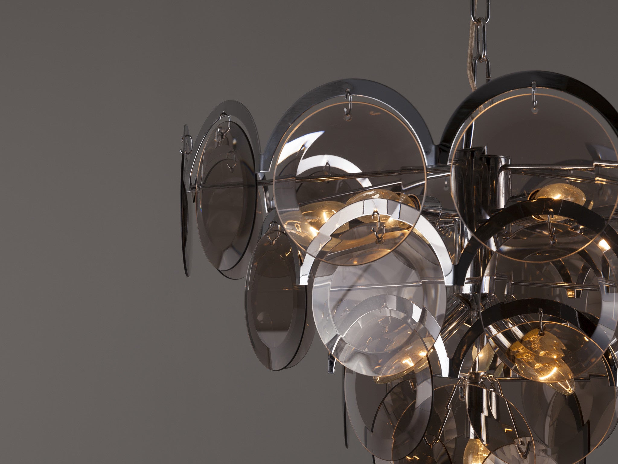 Gino Vistosi for Vistosi Chandelier in Chrome and Murano Glass