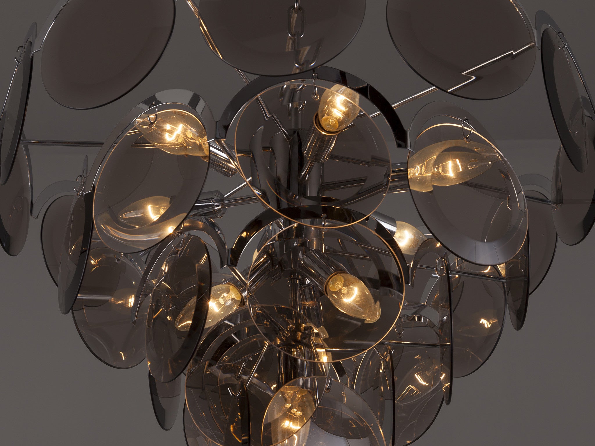 Gino Vistosi for Vistosi Chandelier in Chrome and Murano Glass