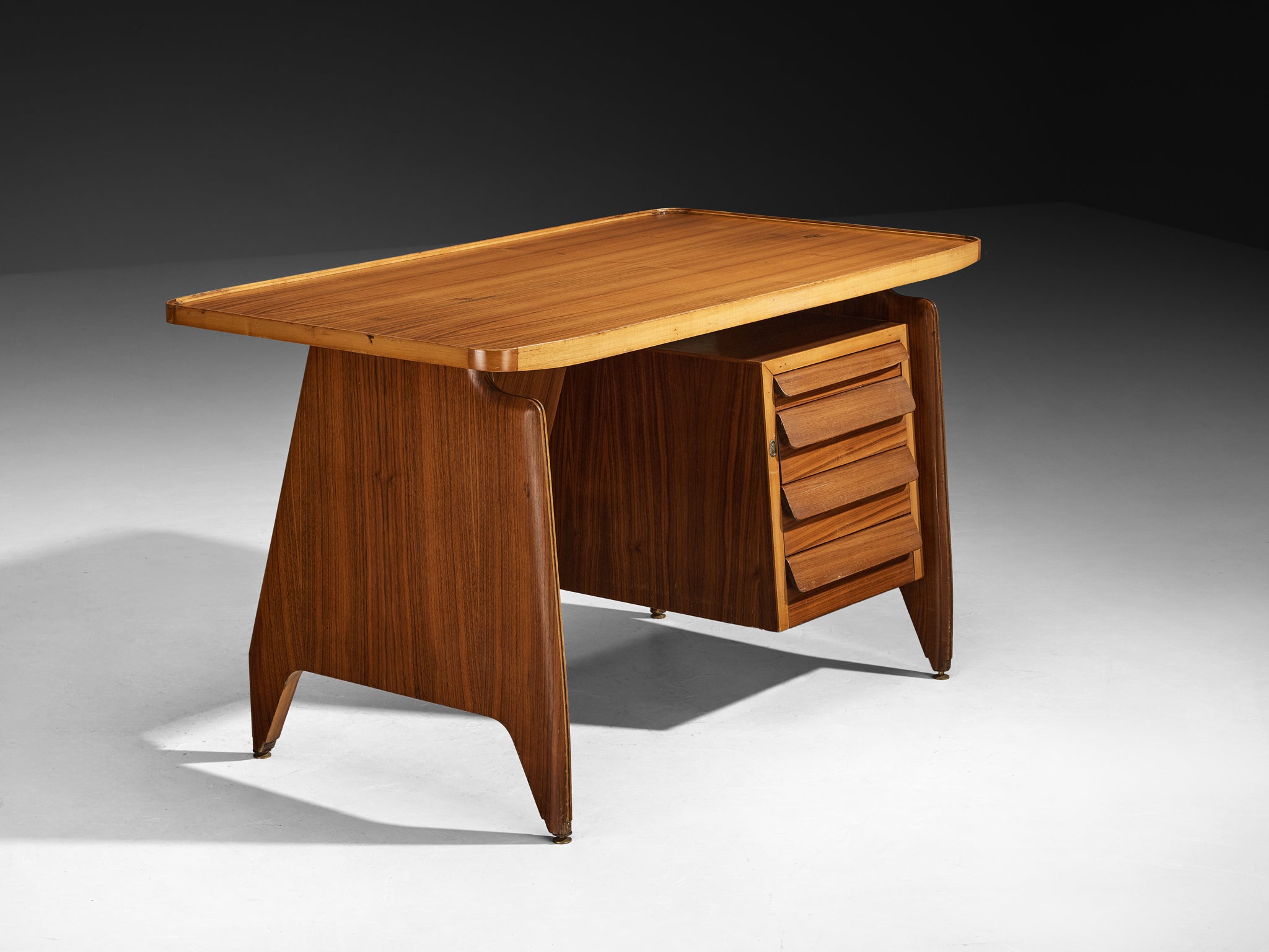 Mid-Century Italian Desk with Drawers and Brass Details Case pieces and storage cabinets Morentz