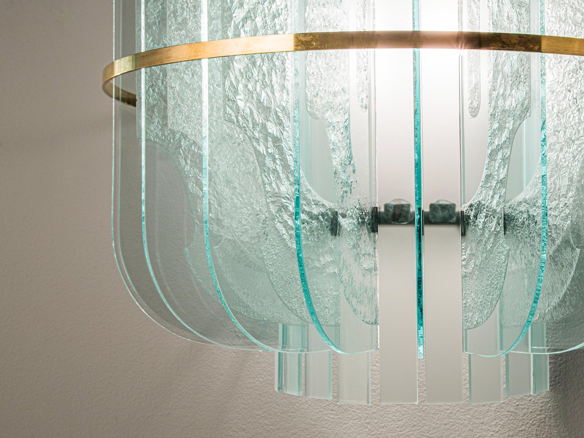 Italian Wall Light in Blue Glass and Brass lighting Morentz