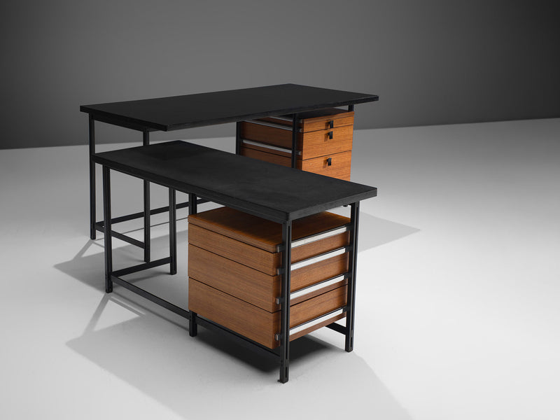 Jules Wabbes Early Versatile Free-Standing Corner Desk in Wengé