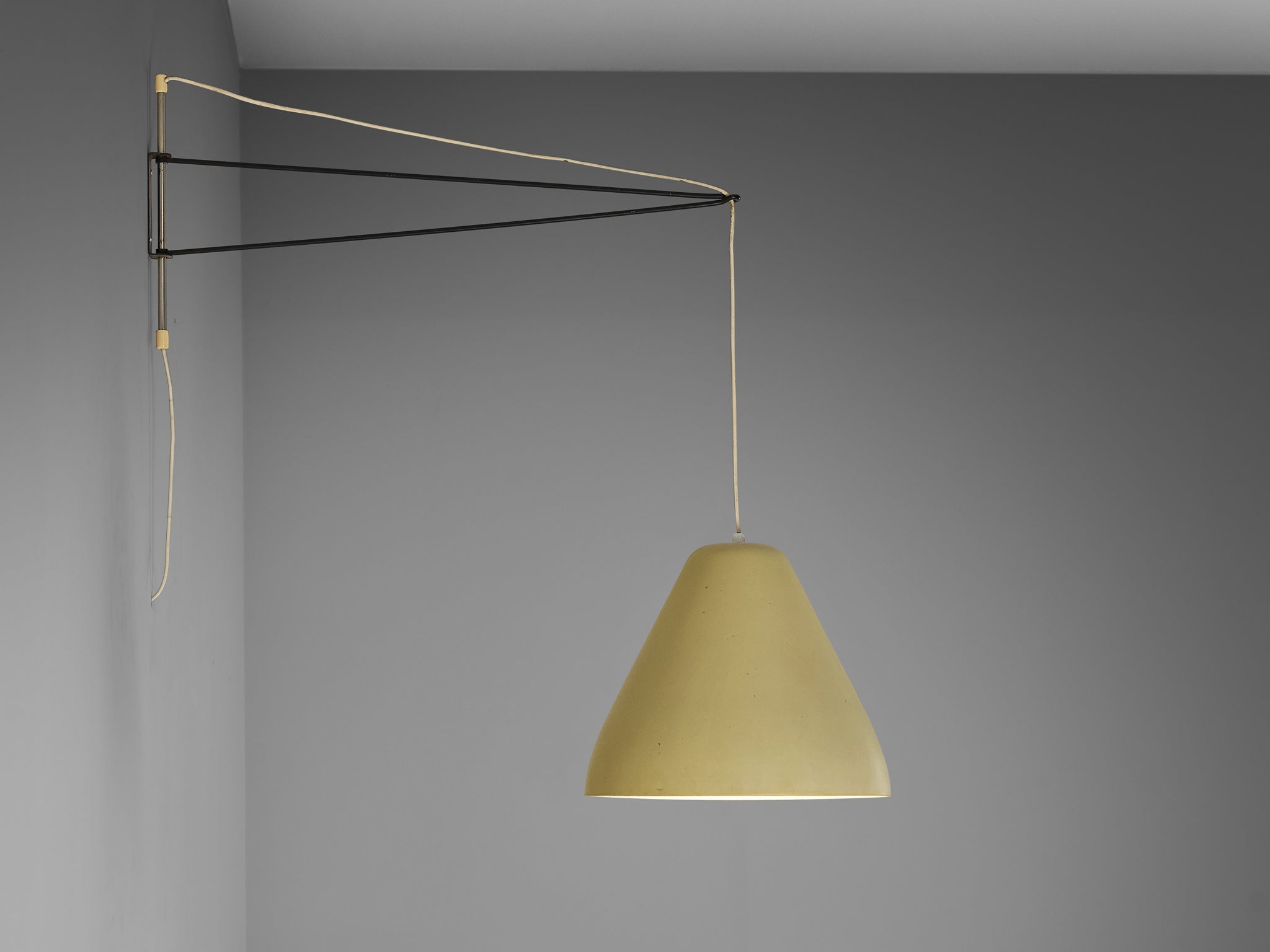 Italian Mid-Century Modern Wall Lamp with Yellow Shade lighting Morentz