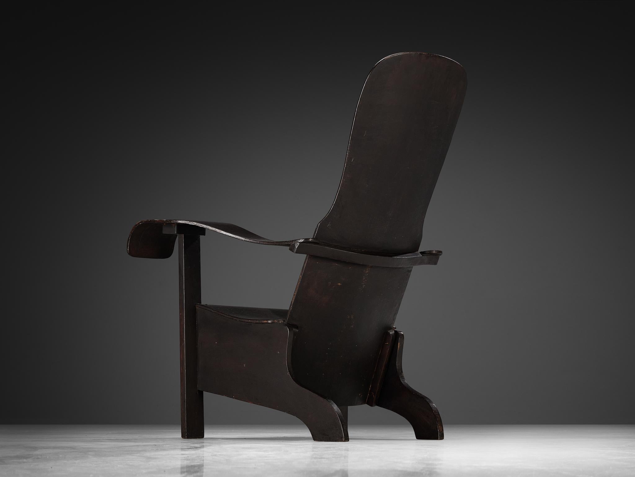 Brazilian Lounge Chair in Dark Laminated Wood by Móveis Cimo seating Morentz
