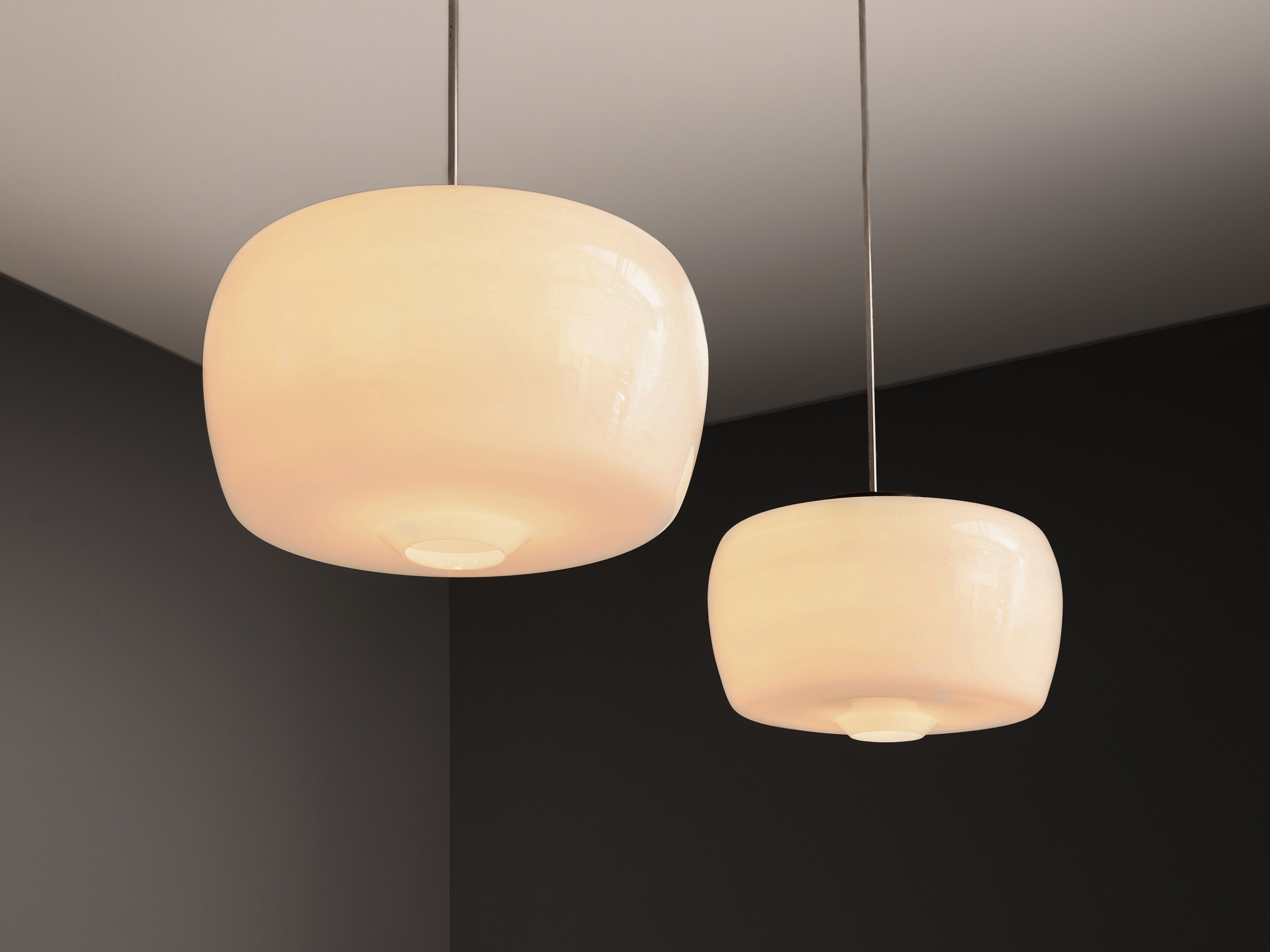Large Pendants in Opaline Glass Lighting Morentz