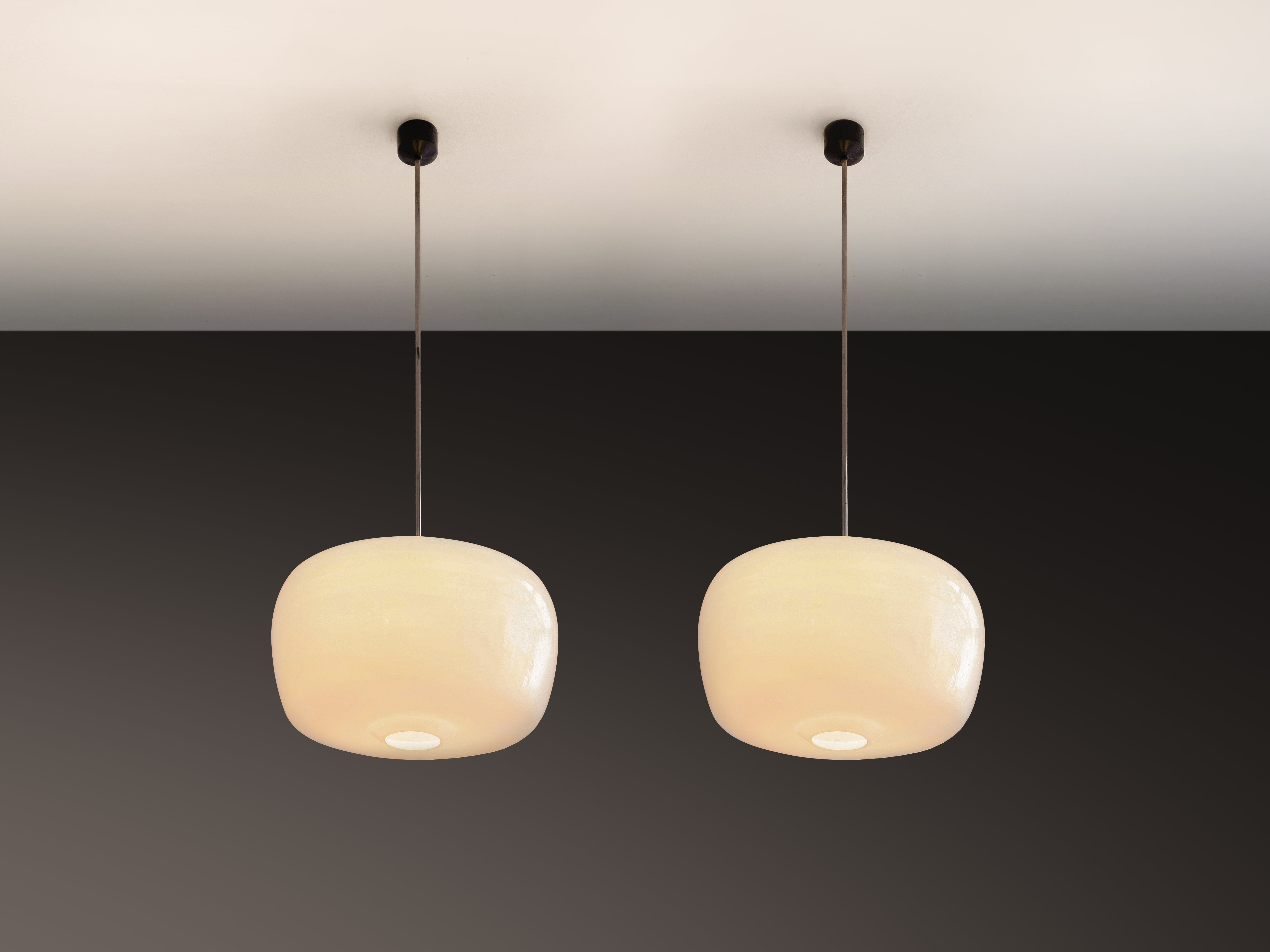 Large Pendants in Opaline Glass Lighting Morentz