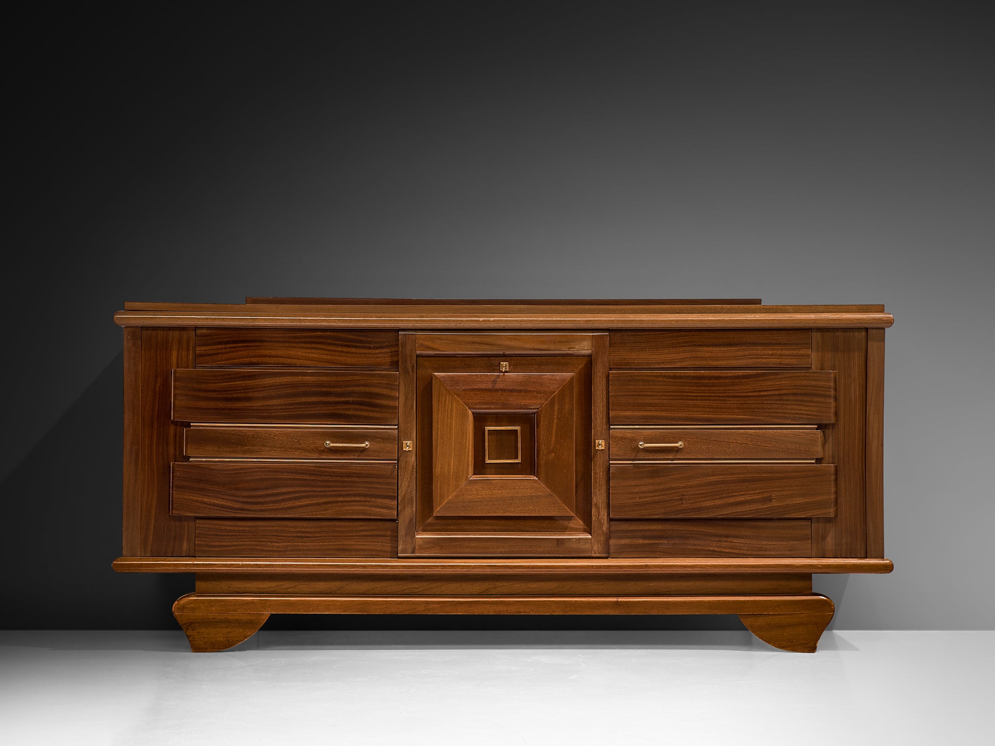 French Art Deco Sideboard in Mahogany and Brass Case pieces and storage cabinets Morentz