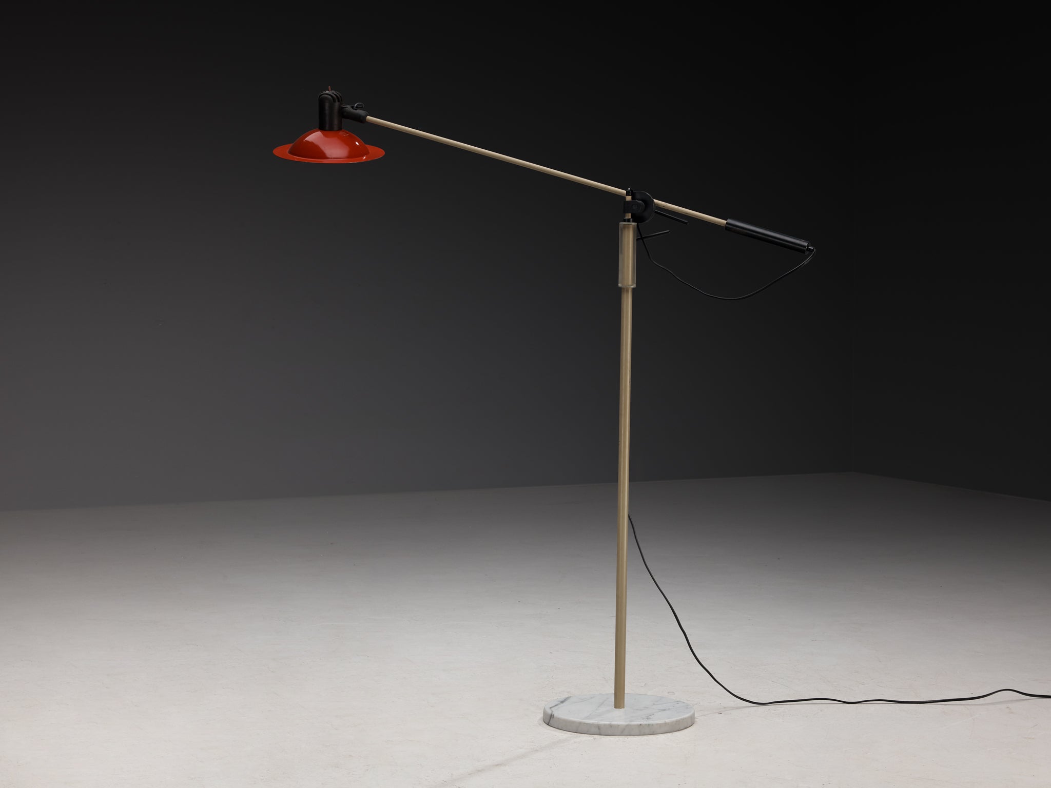 Stilnovo Floor Lamp with Red Shade and Marble Base