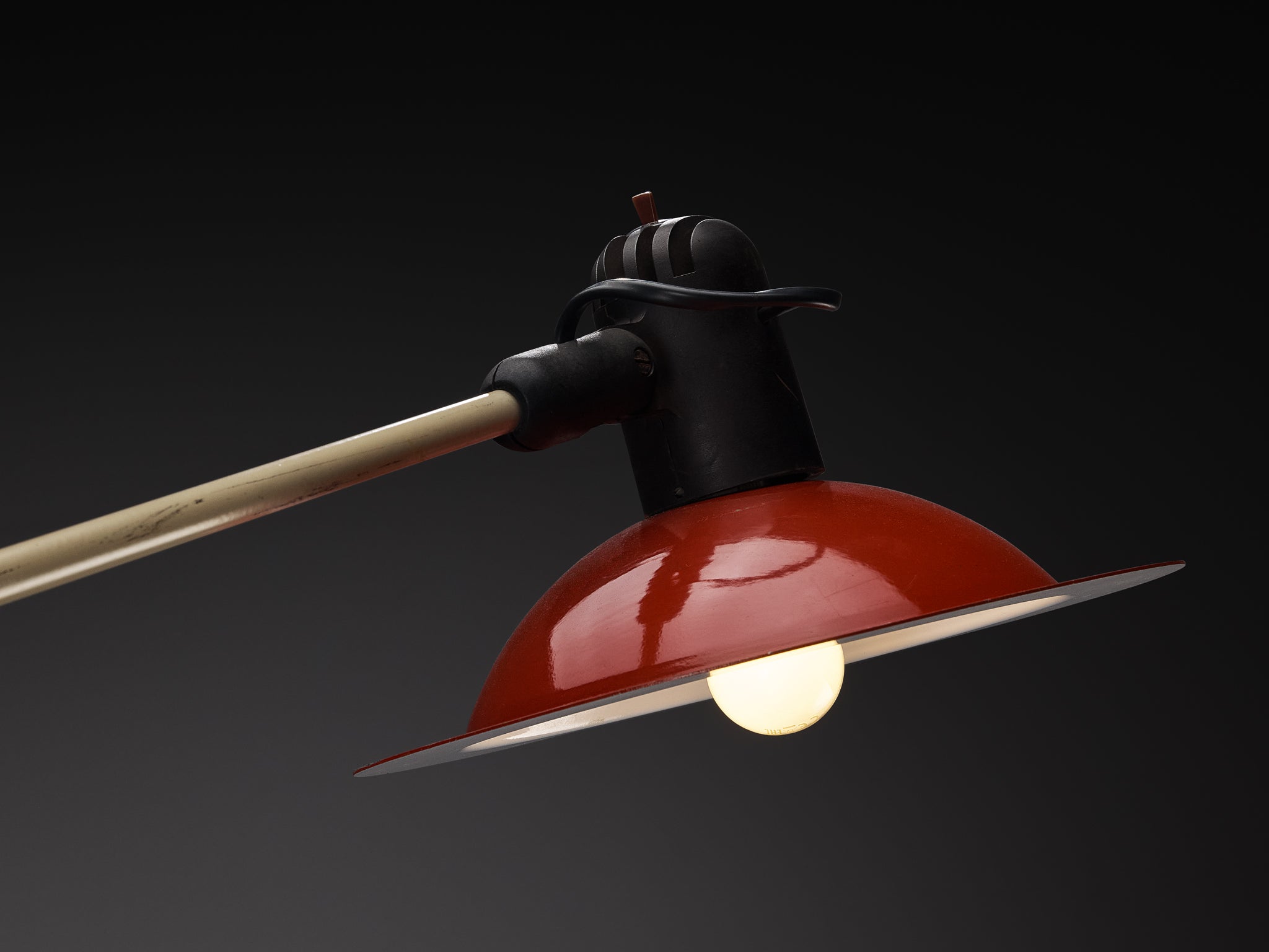 Stilnovo Floor Lamp with Red Shade and Marble Base Lighting Morentz