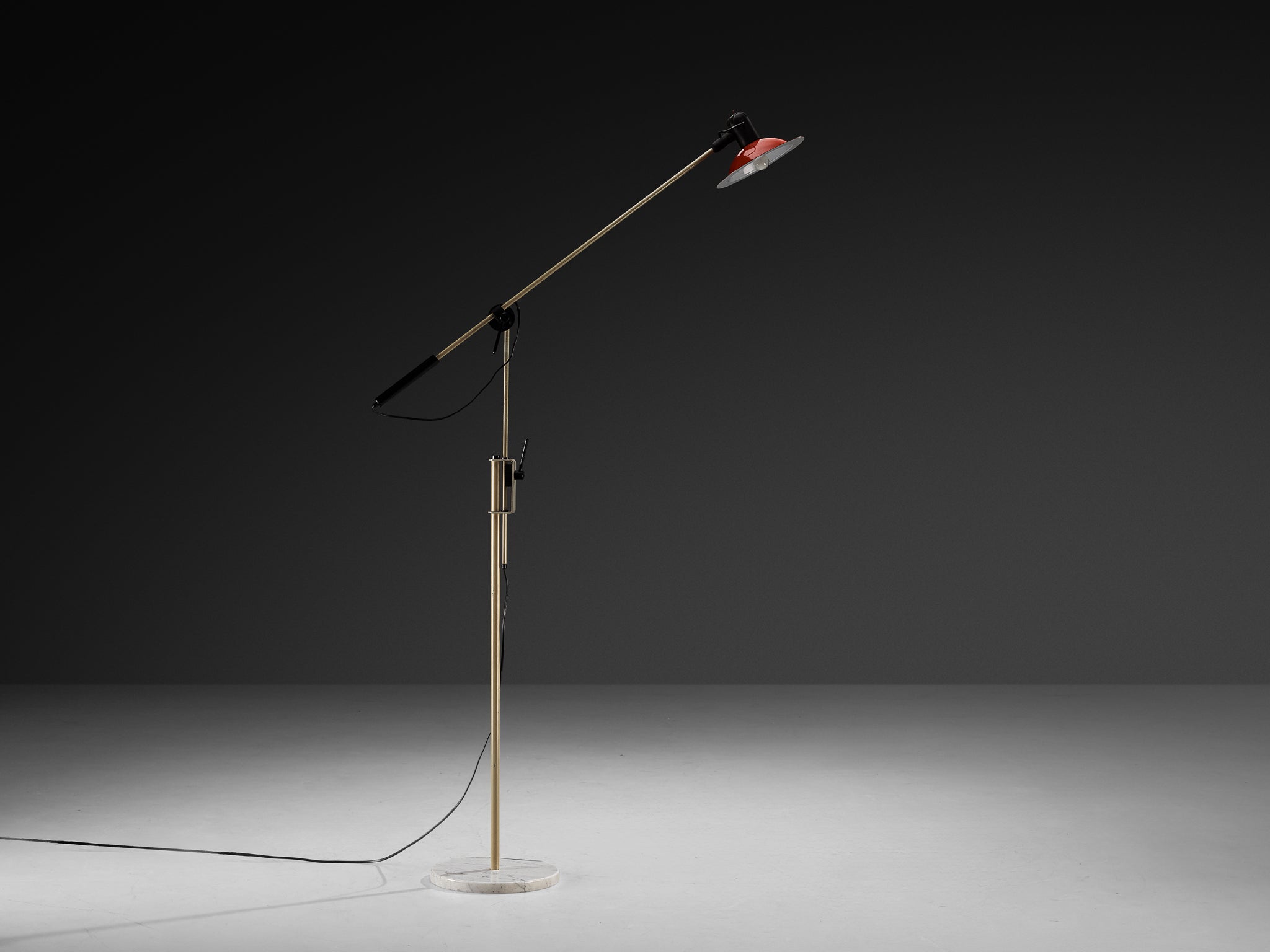 Stilnovo Floor Lamp with Red Shade and Marble Base Lighting Morentz