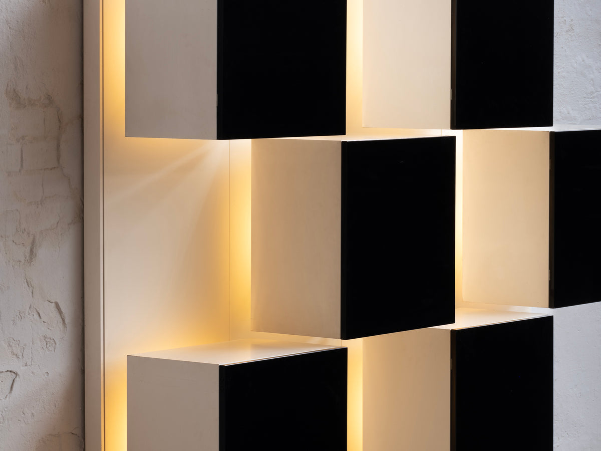 Roberto Monsani for Acerbis Large Postmodern Illuminated Wall Unit Case pieces and storage cabinets Morentz
