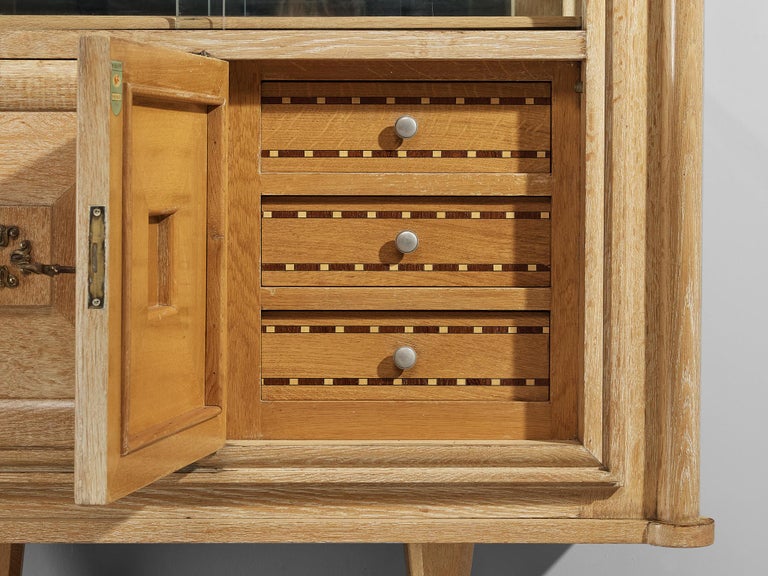 Gaston Poisson Art Deco Vitrine Cabinet in Blond Oak