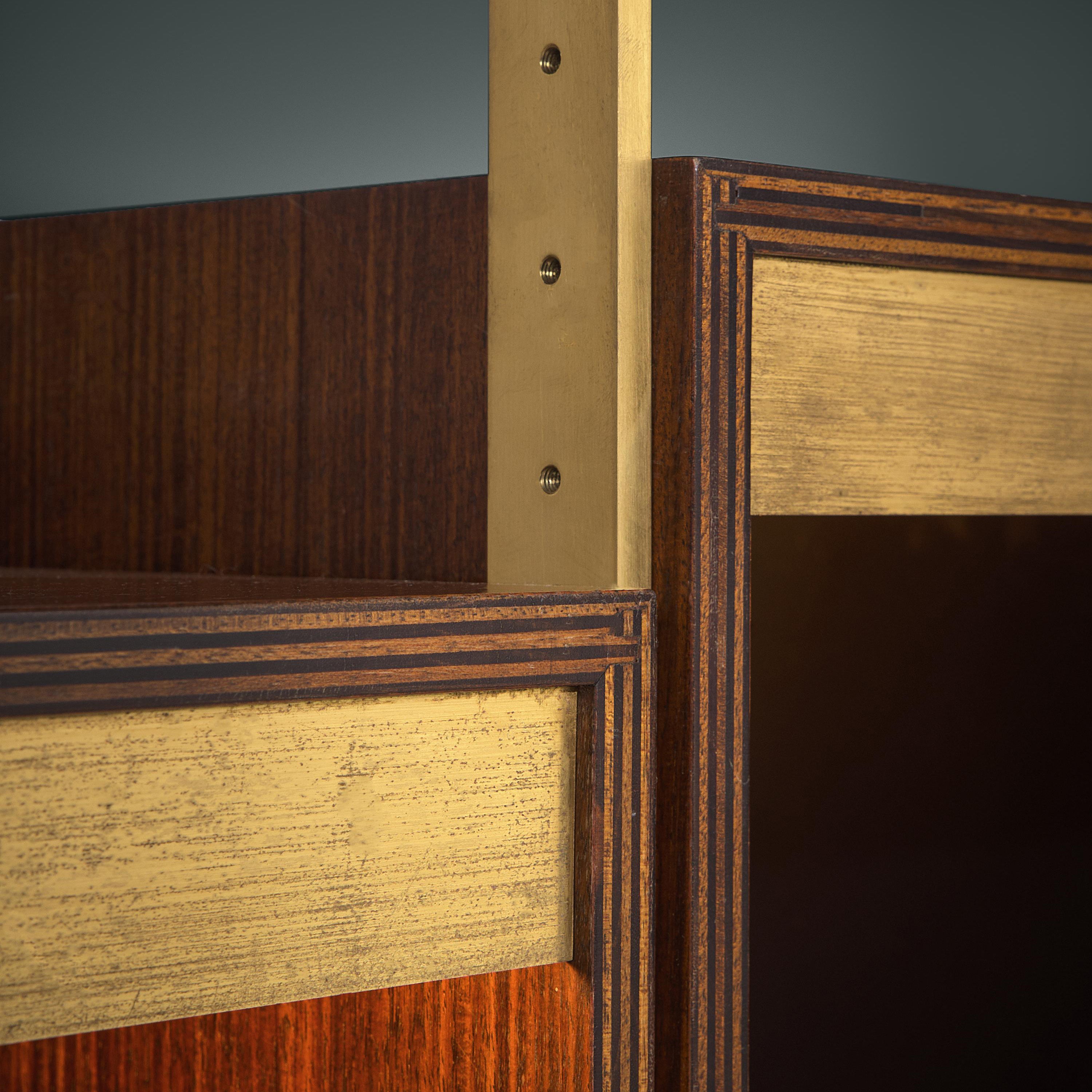 Jules Wabbes Illuminated Library in Wood and Brass case pieces and storage cabinets Morentz