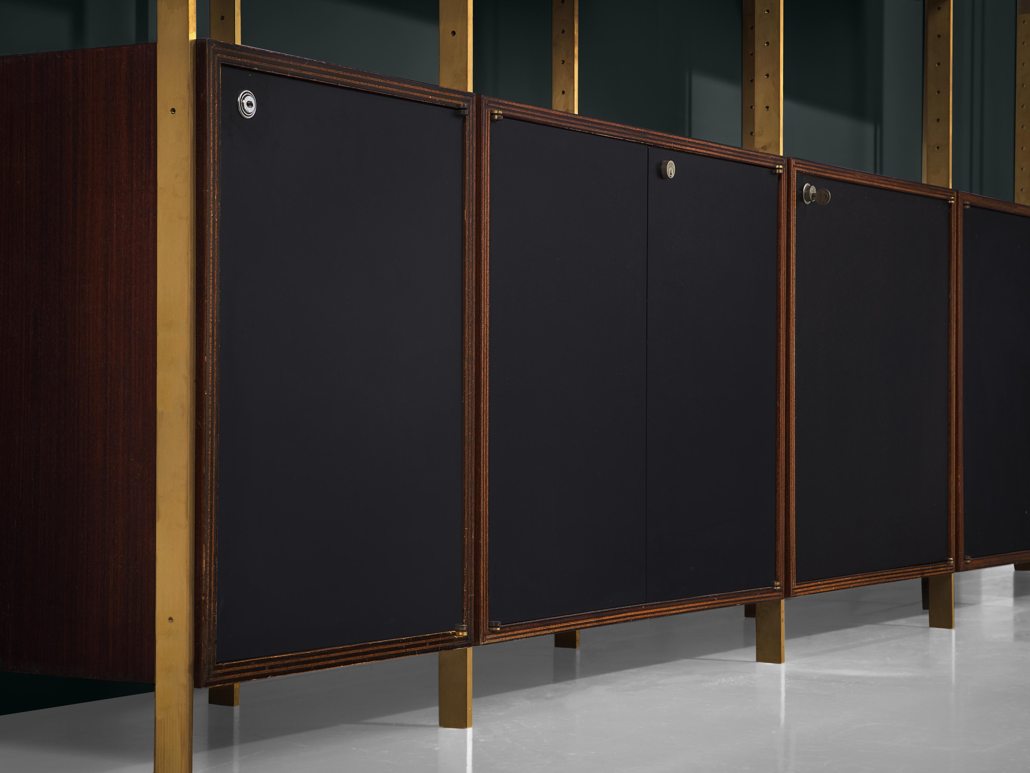 Jules Wabbes Illuminated Library in Wood and Brass case pieces and storage cabinets Morentz