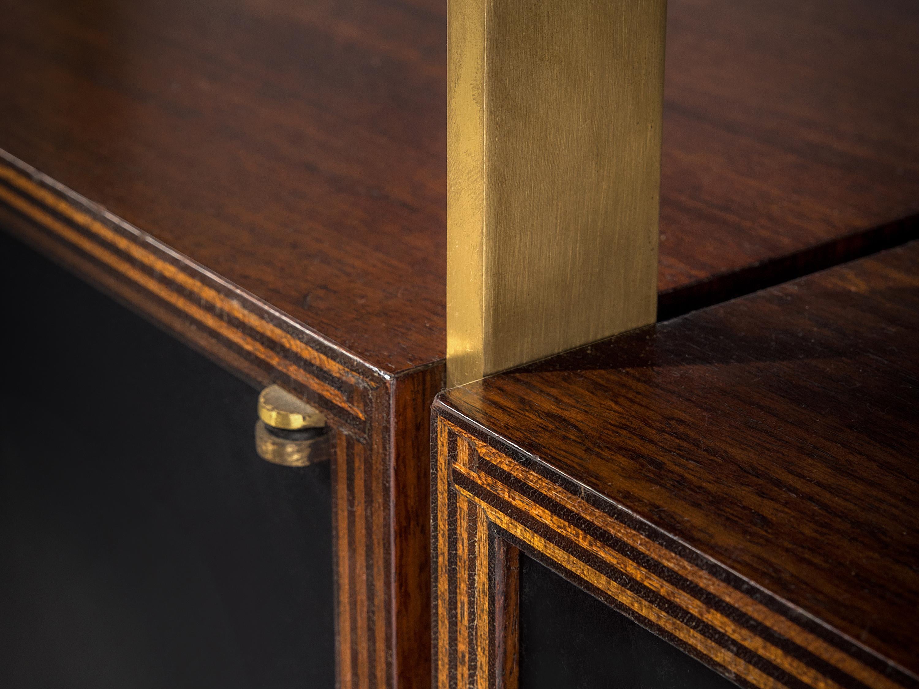 Jules Wabbes Illuminated Library in Wood and Brass case pieces and storage cabinets Morentz