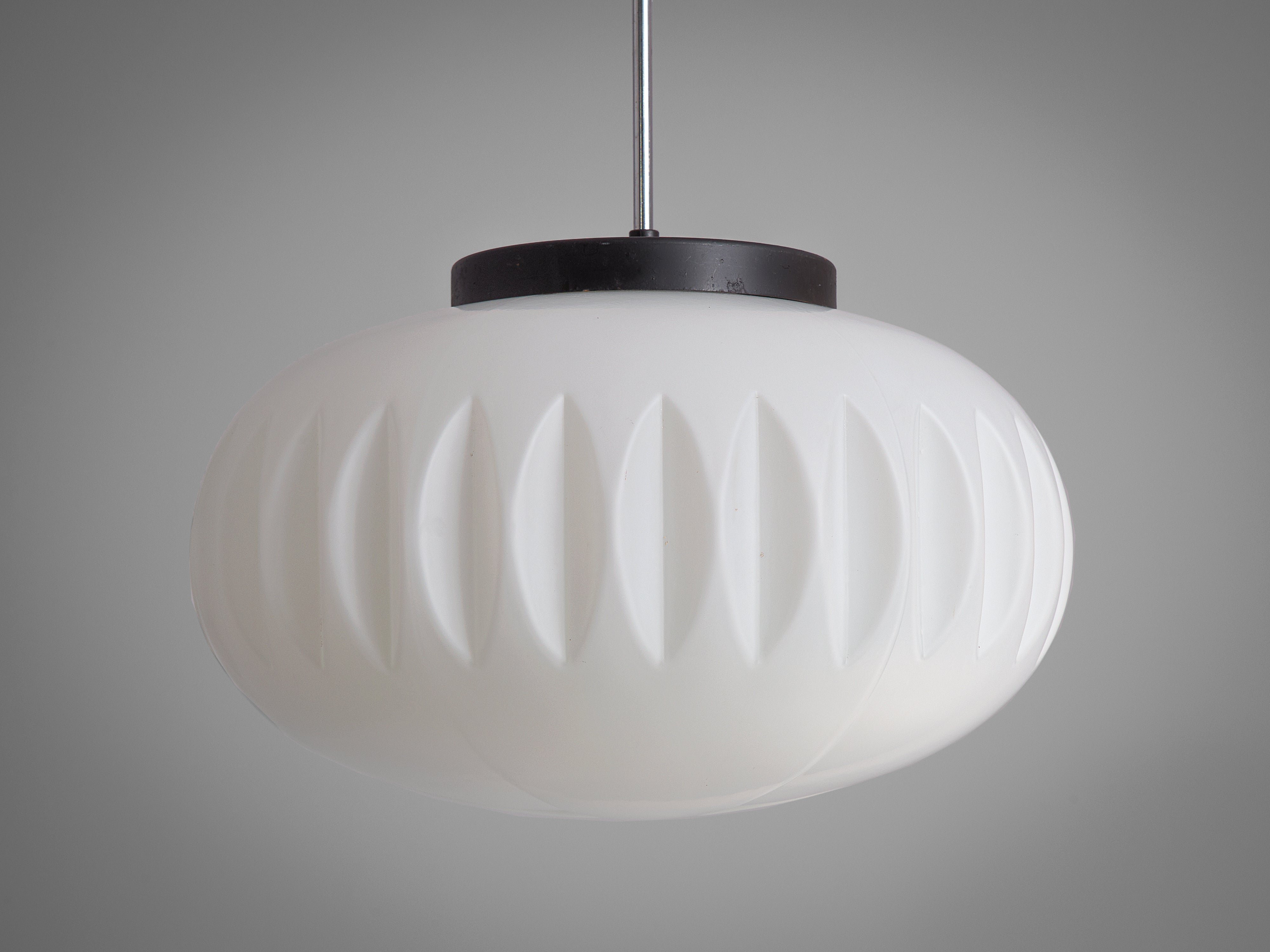 Opaline Glass Pendant with Structured Sphere Lighting Morentz