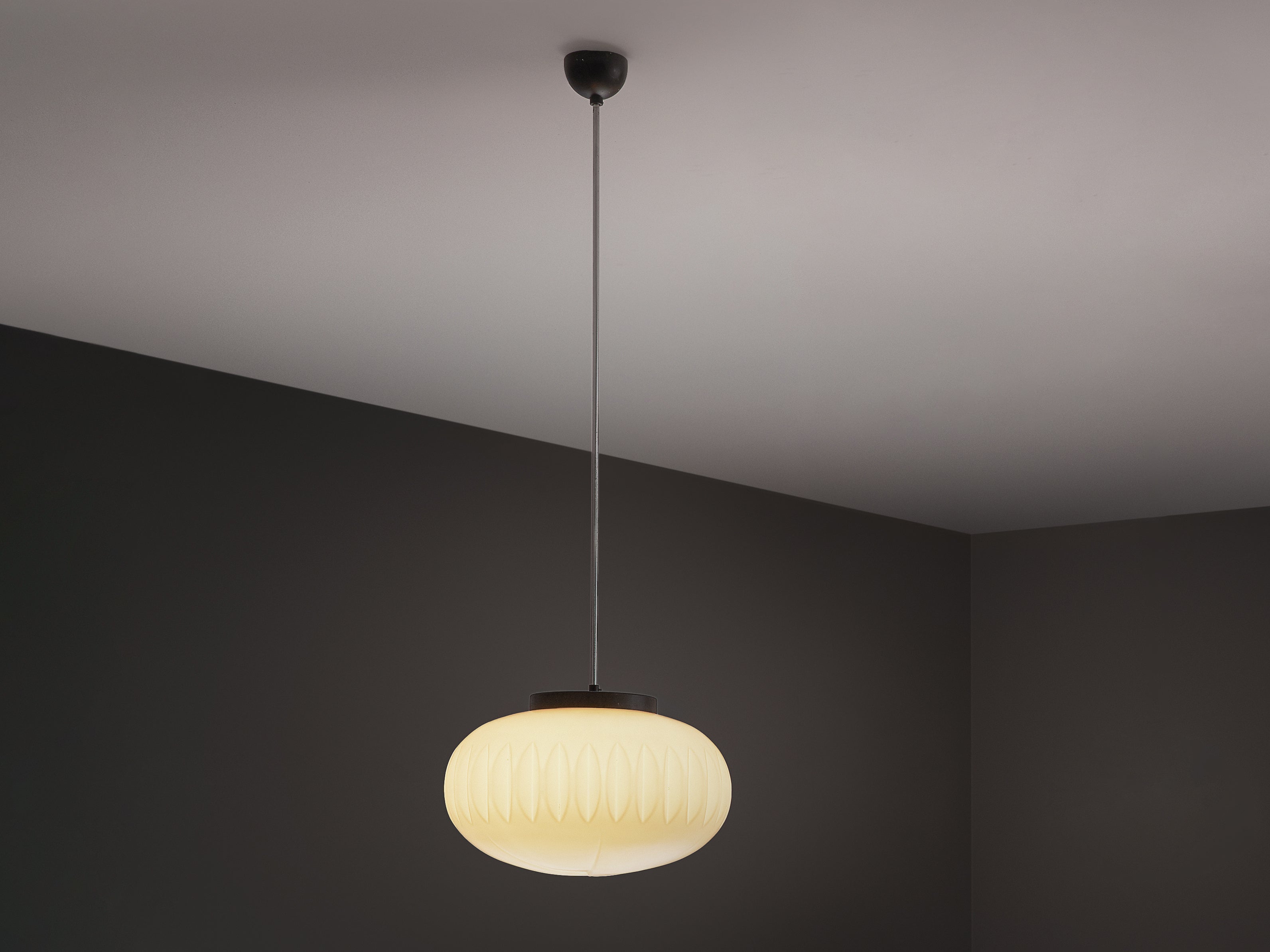 Opaline Glass Pendant with Structured Sphere Lighting Morentz