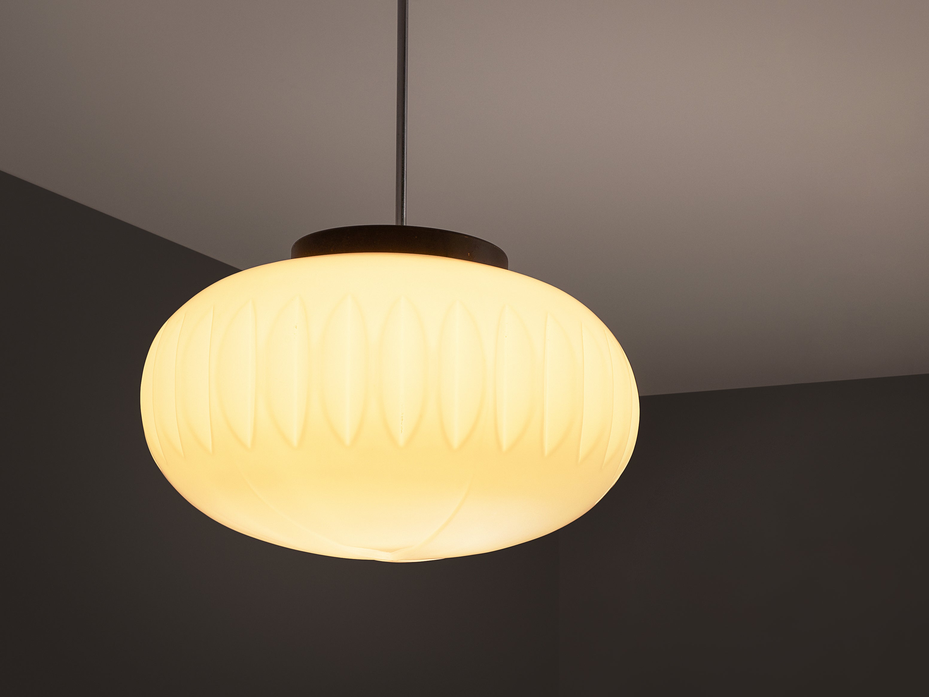 Opaline Glass Pendant with Structured Sphere Lighting Morentz