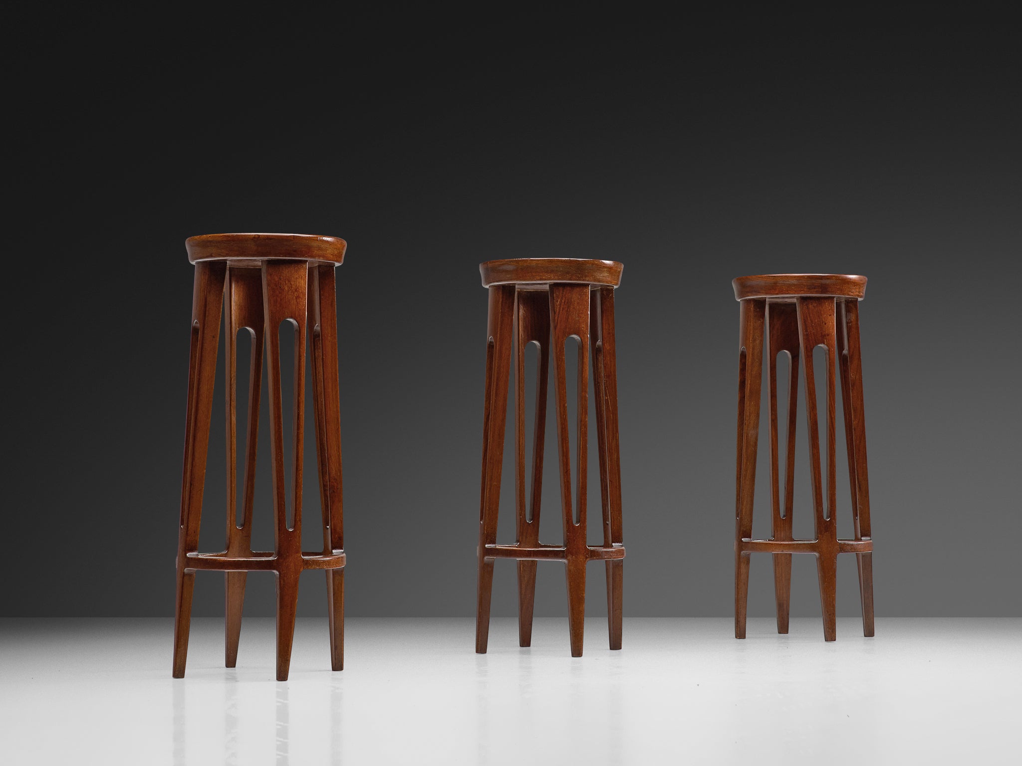 Mid-Century Modern Italian Home Bar With Cabinet and Stools in Walnut Case pieces and storage cabinets Morentz