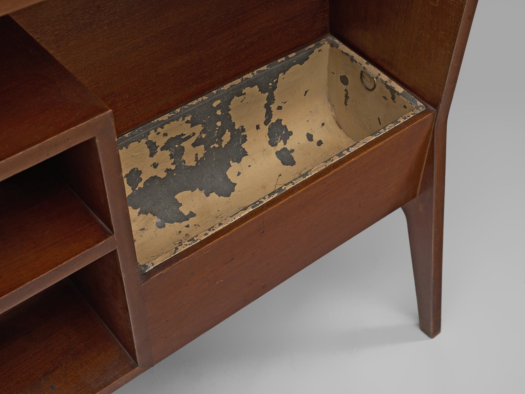 Mid-Century Modern Italian Home Bar With Cabinet and Stools in Walnut Case pieces and storage cabinets Morentz