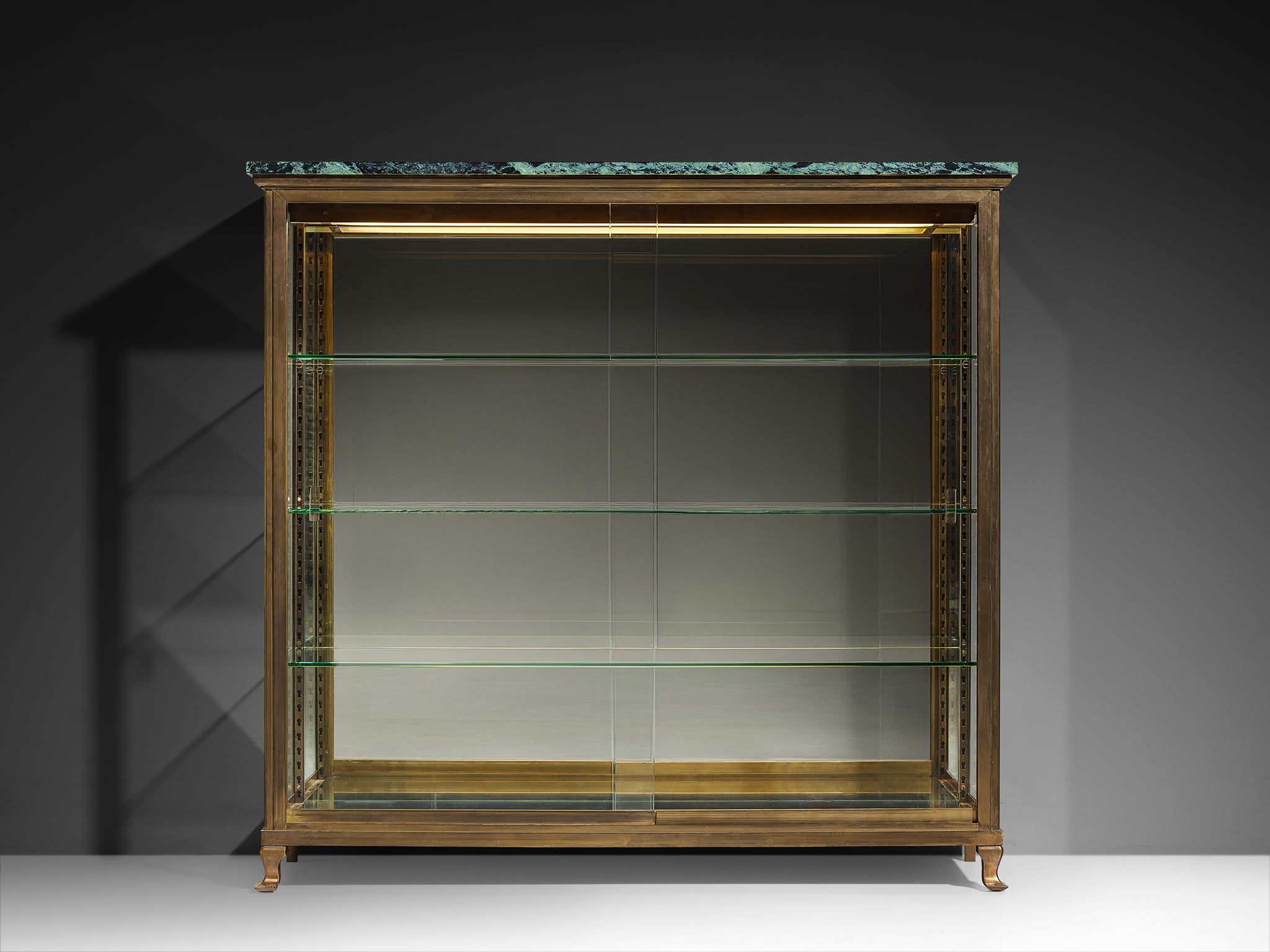 Mid-Century French Vitrine in Brass and Marble Case pieces and storage cabinets Morentz