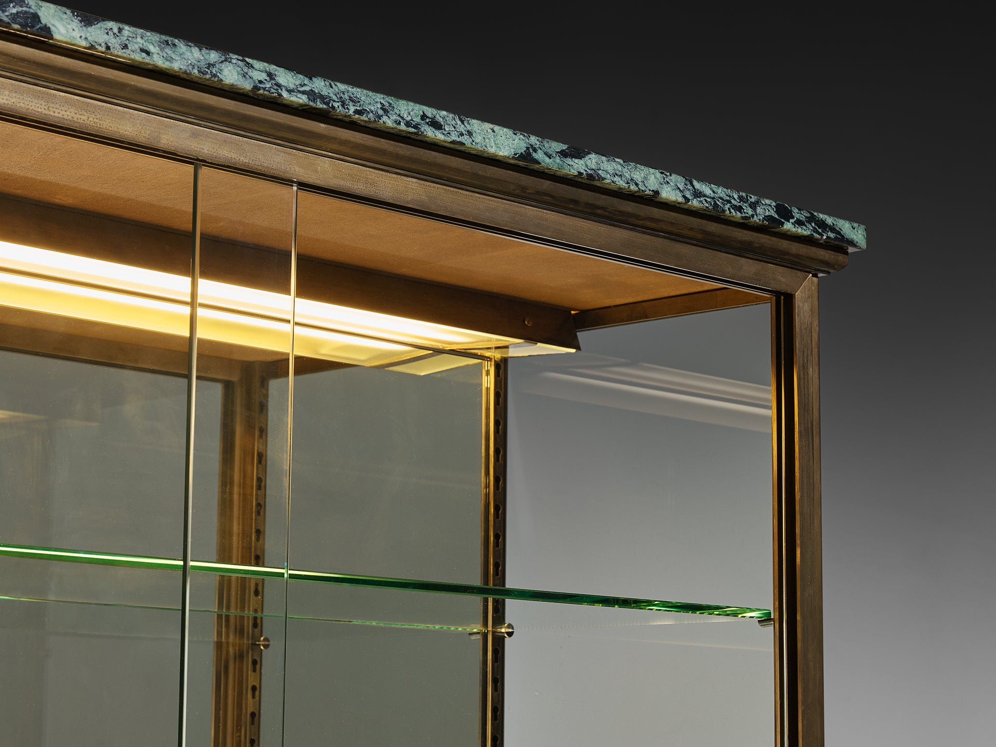 Mid-Century French Vitrine in Brass and Marble Case pieces and storage cabinets Morentz