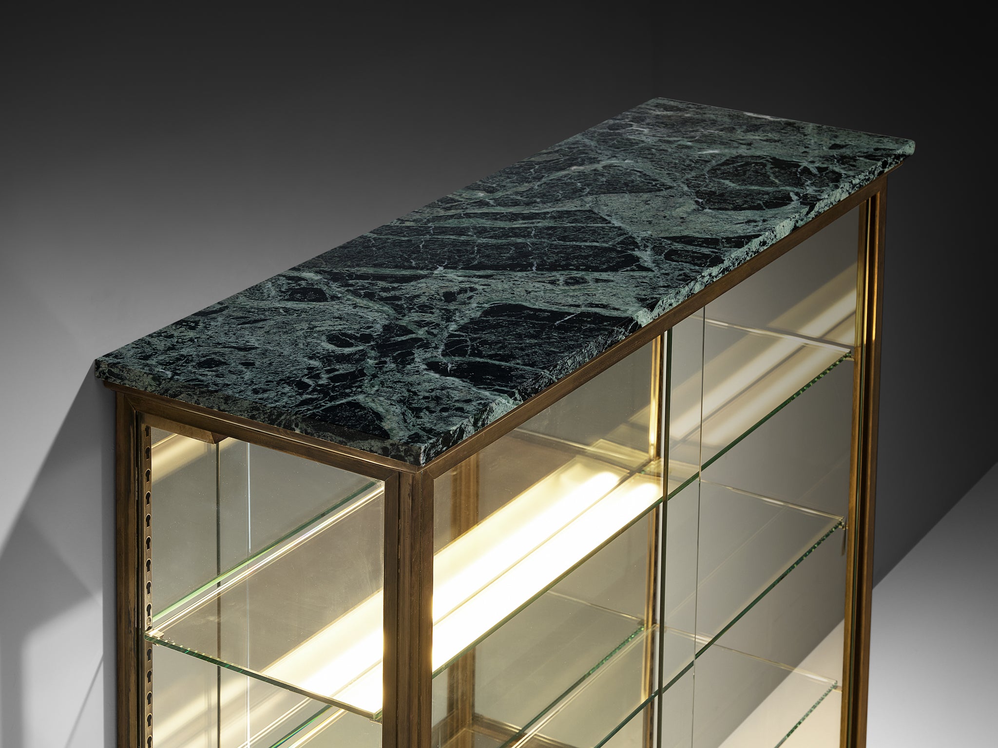 Mid-Century French Vitrine in Brass and Marble Case pieces and storage cabinets Morentz