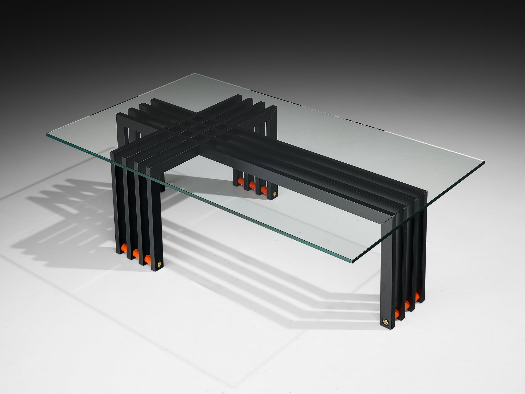 Architectural Coffee Table in Glass and Steel Tables Morentz