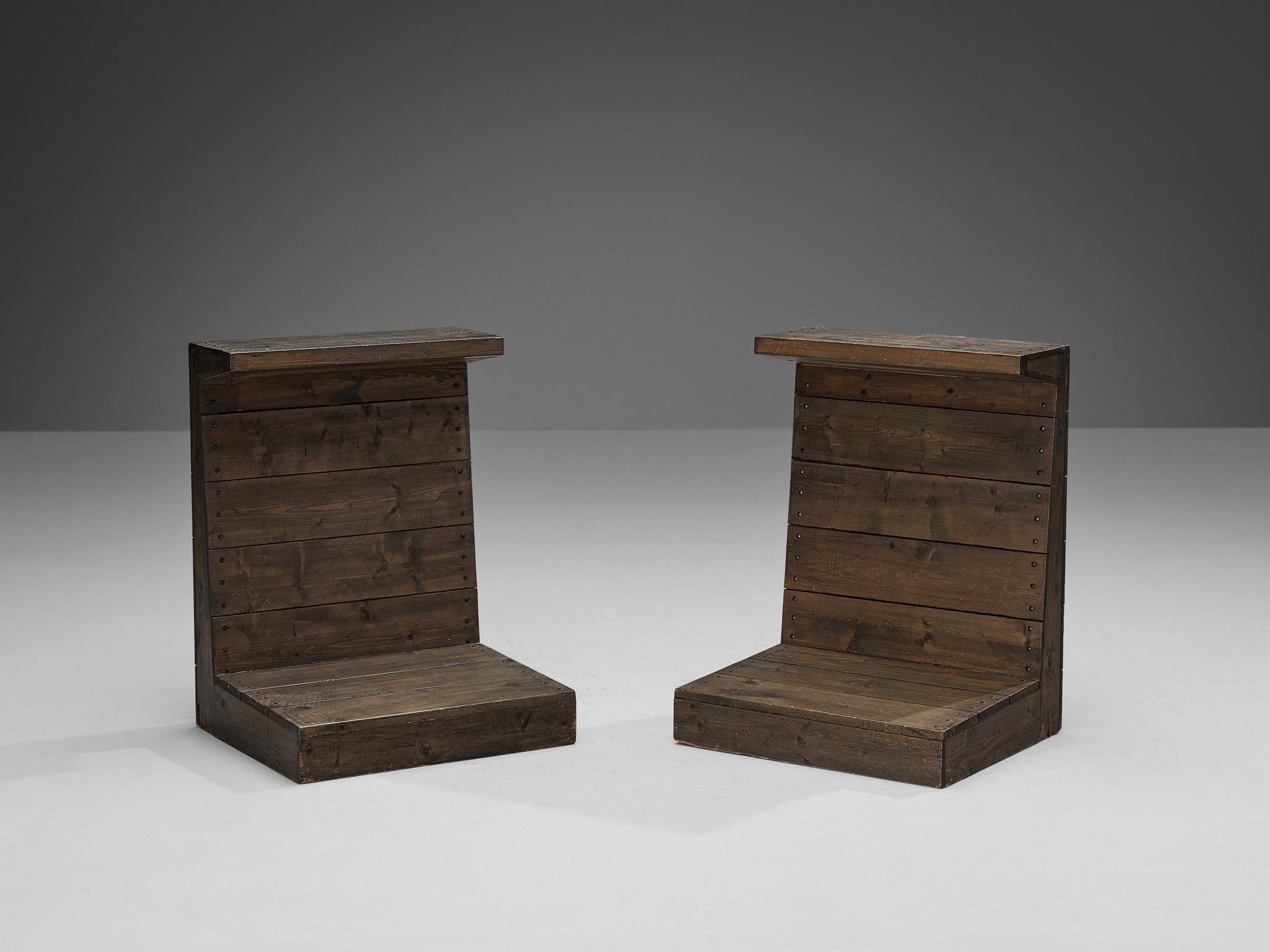Jan de Jong Minimalist Prayer Stools in Grey Lacquered Pine Seating Morentz