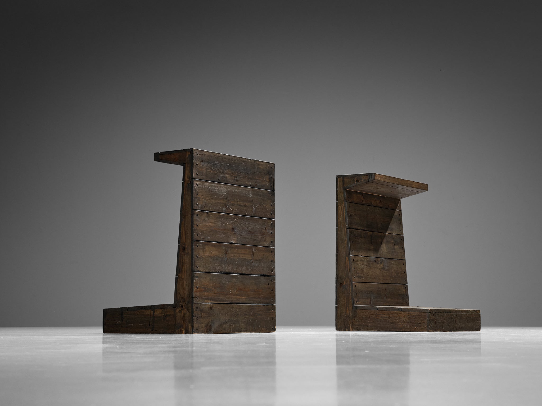 Jan de Jong Minimalist Prayer Stools in Grey Lacquered Pine Seating Morentz