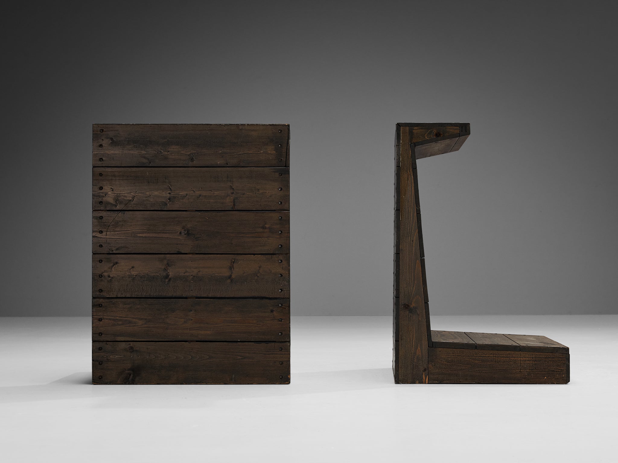 Jan de Jong Minimalist Prayer Stools in Grey Lacquered Pine Seating Morentz