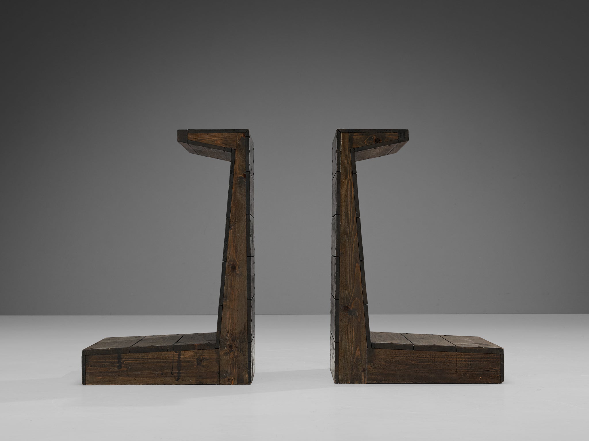 Jan de Jong Minimalist Prayer Stools in Grey Lacquered Pine Seating Morentz