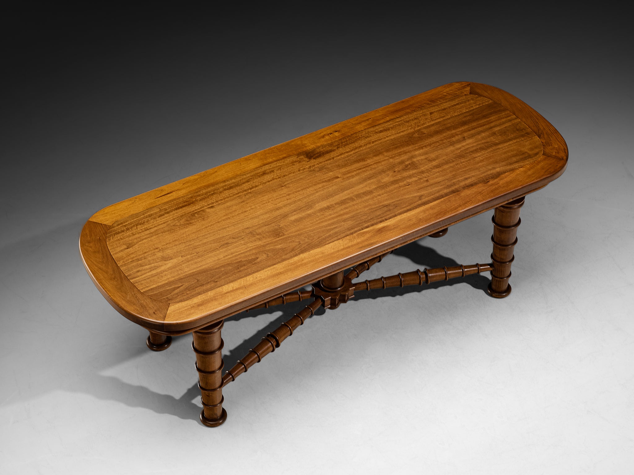 Italian Art Deco Dining Table in Walnut with Sculptural Base Tables Morentz