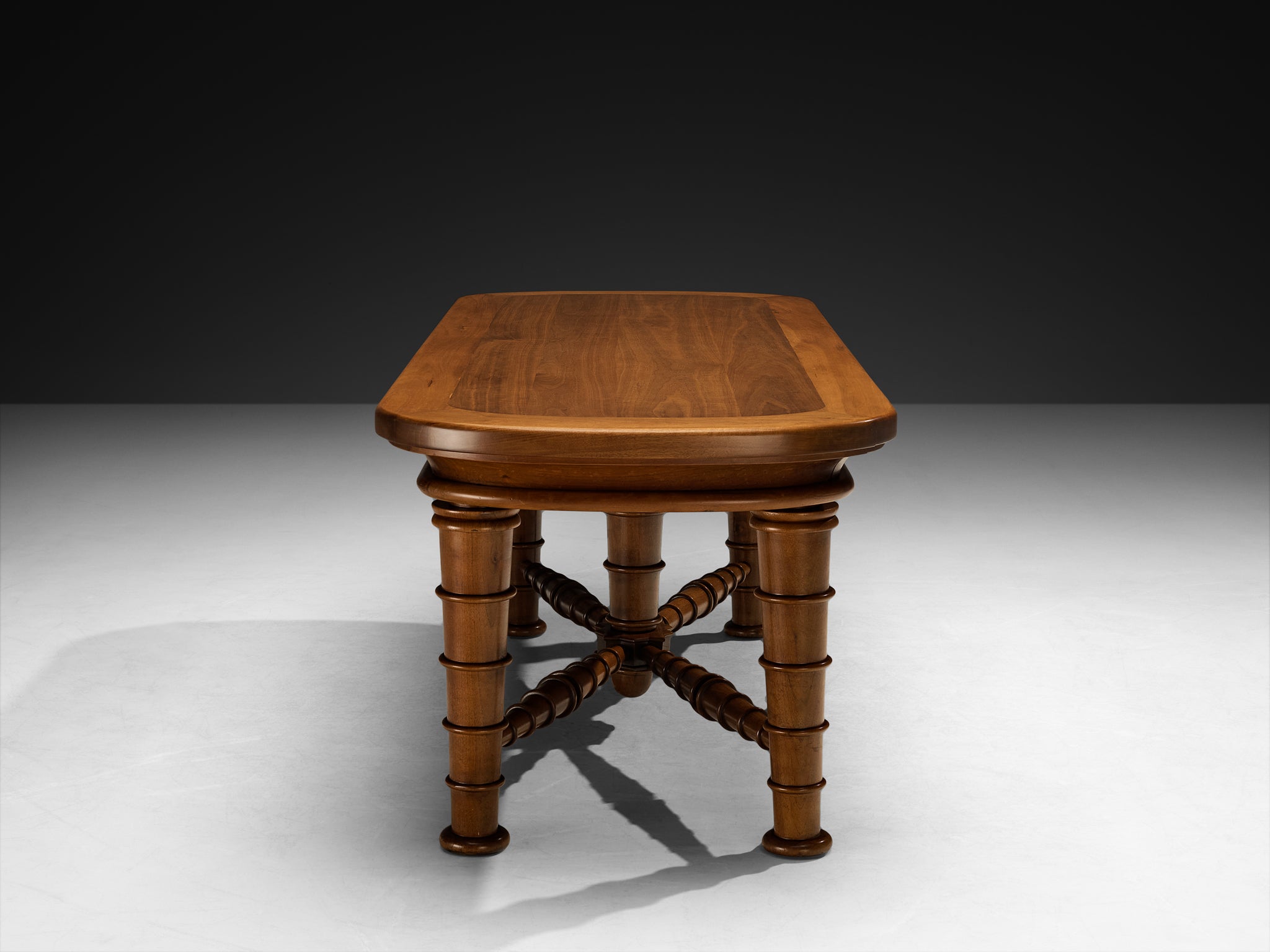 Italian Art Deco Dining Table in Walnut with Sculptural Base Tables Morentz