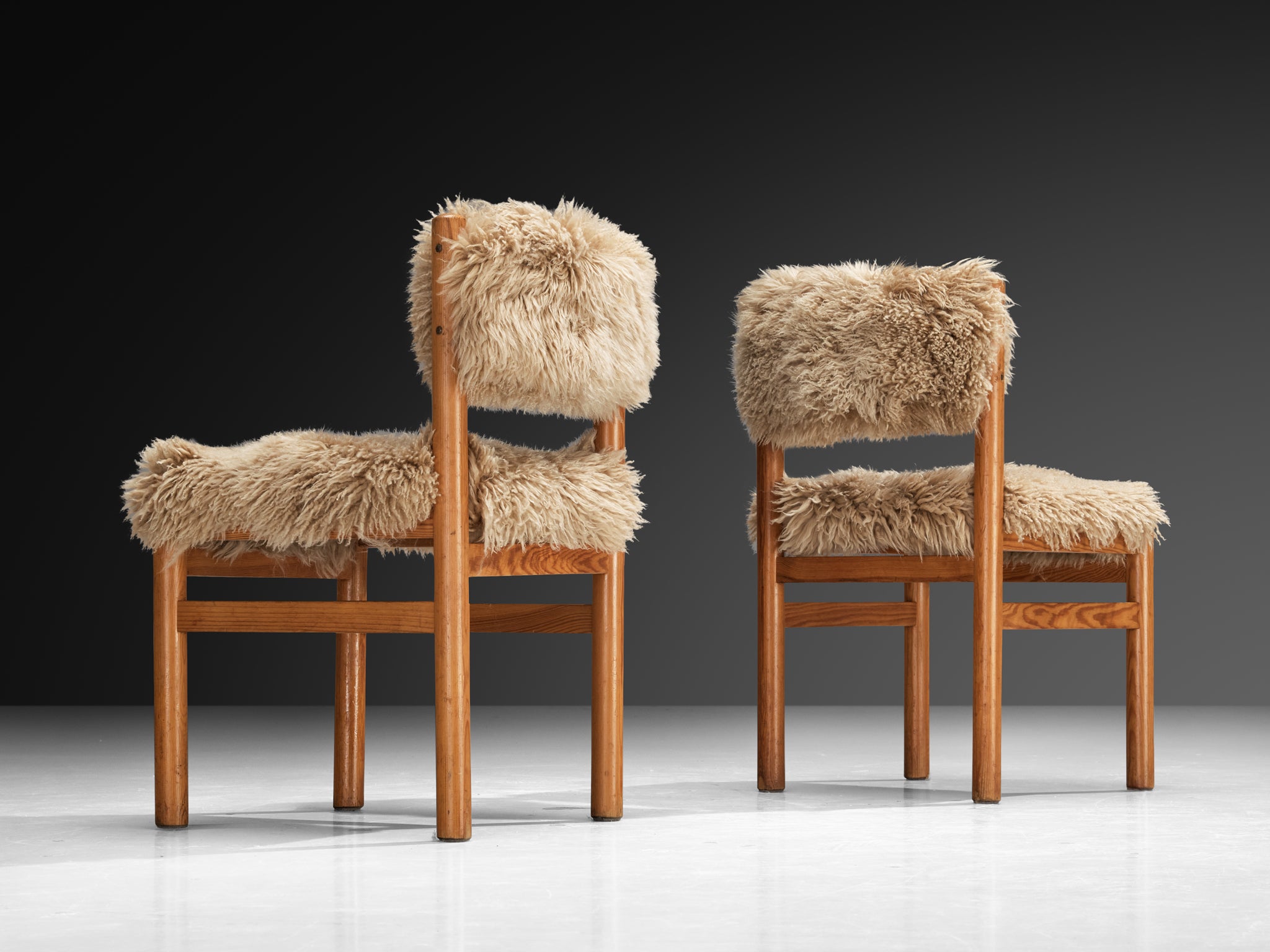 Dining Chairs in Pine and Sheepskin Seating Morentz