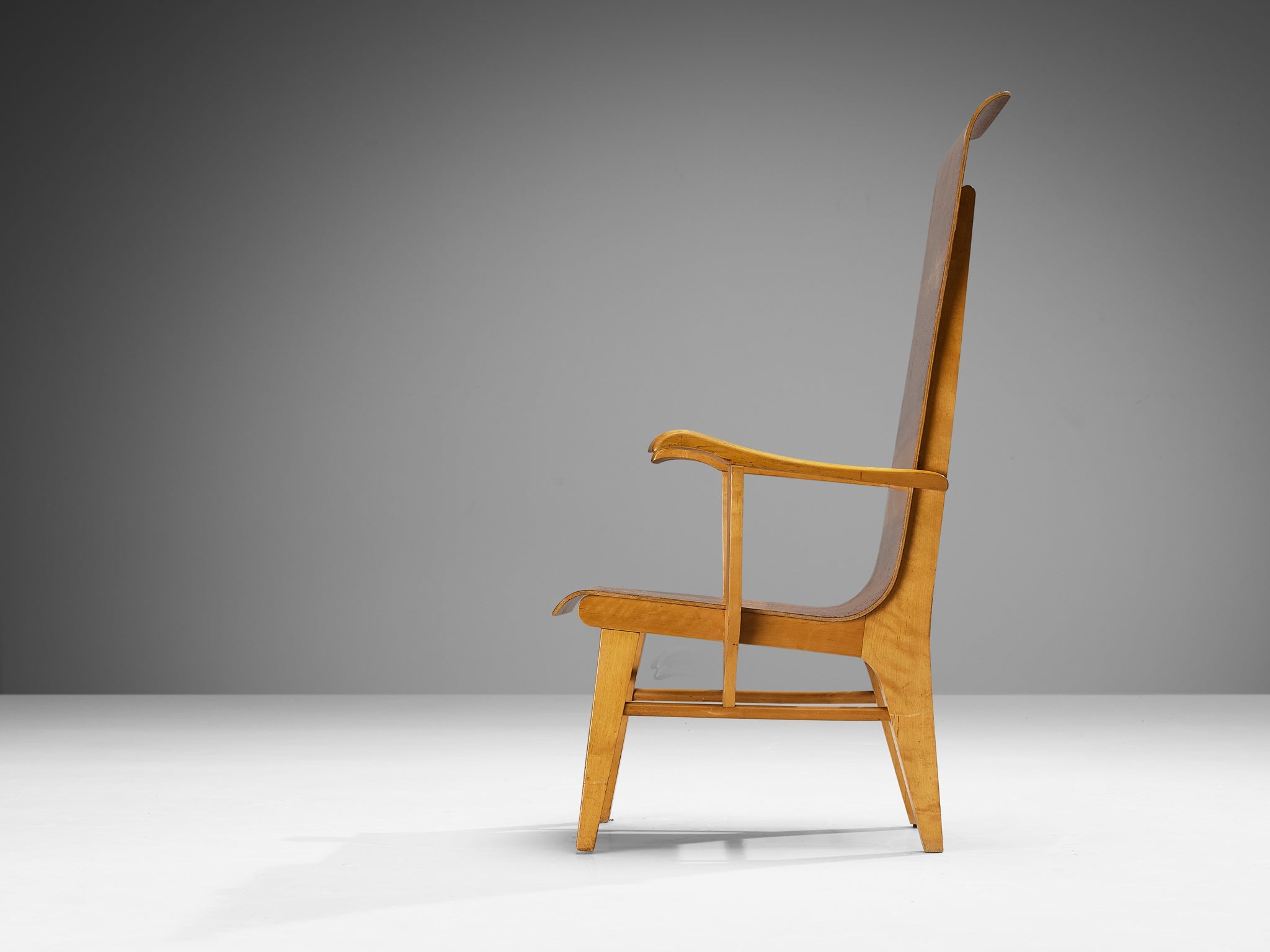 Auke Komter for Metz & Co Rare Armchair in Walnut Plywood seating Morentz
