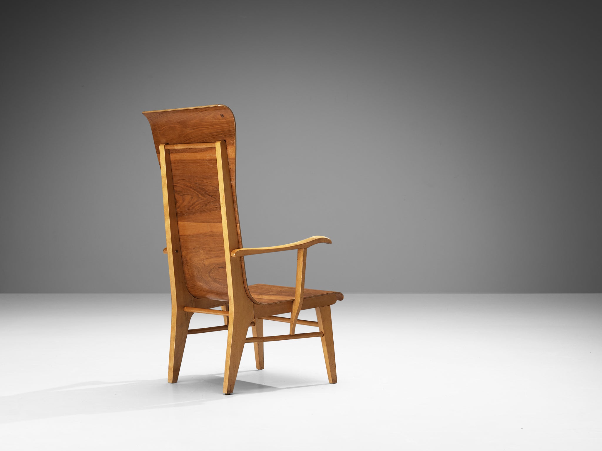 Auke Komter for Metz & Co Rare Armchair in Walnut Plywood Seating Morentz