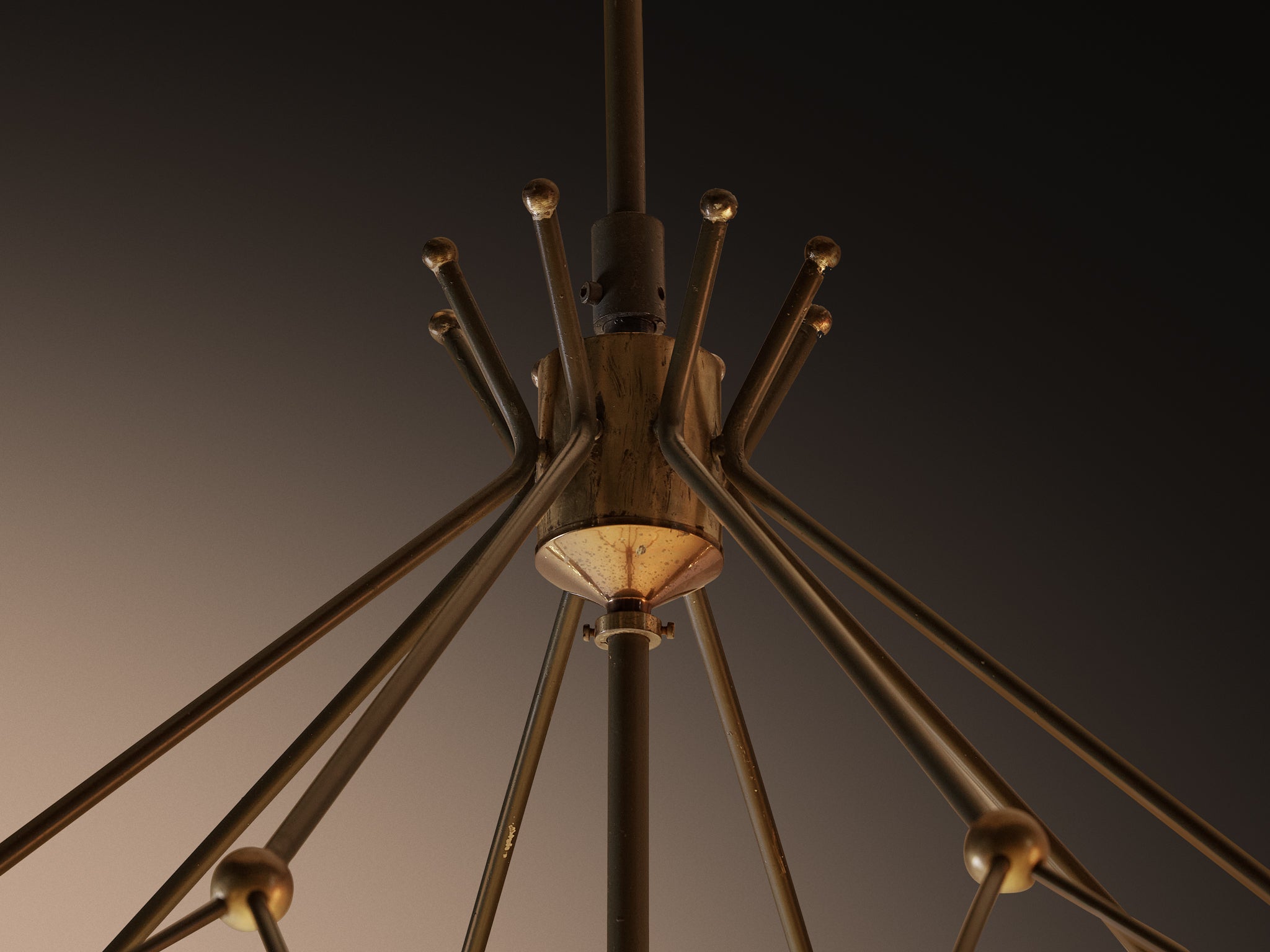 Large Mid-century Dutch Chandelier in Metal and Brass 270cm/106in Lighting Morentz