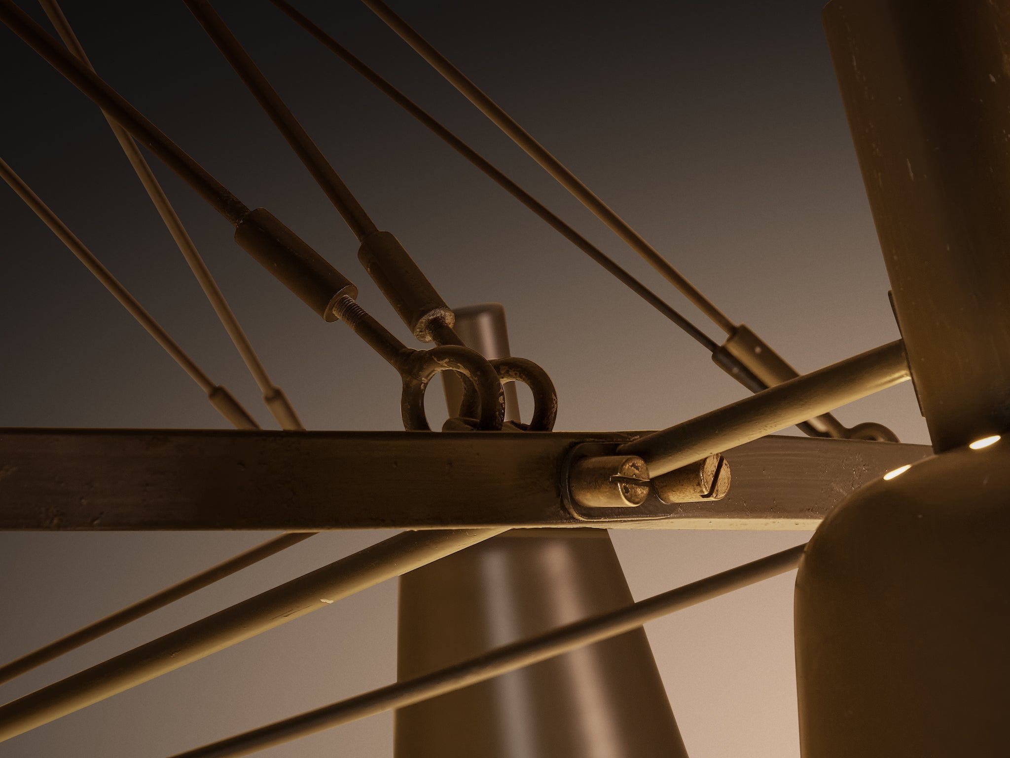 Large Mid-century Dutch Chandelier in Metal and Brass 270cm/106in