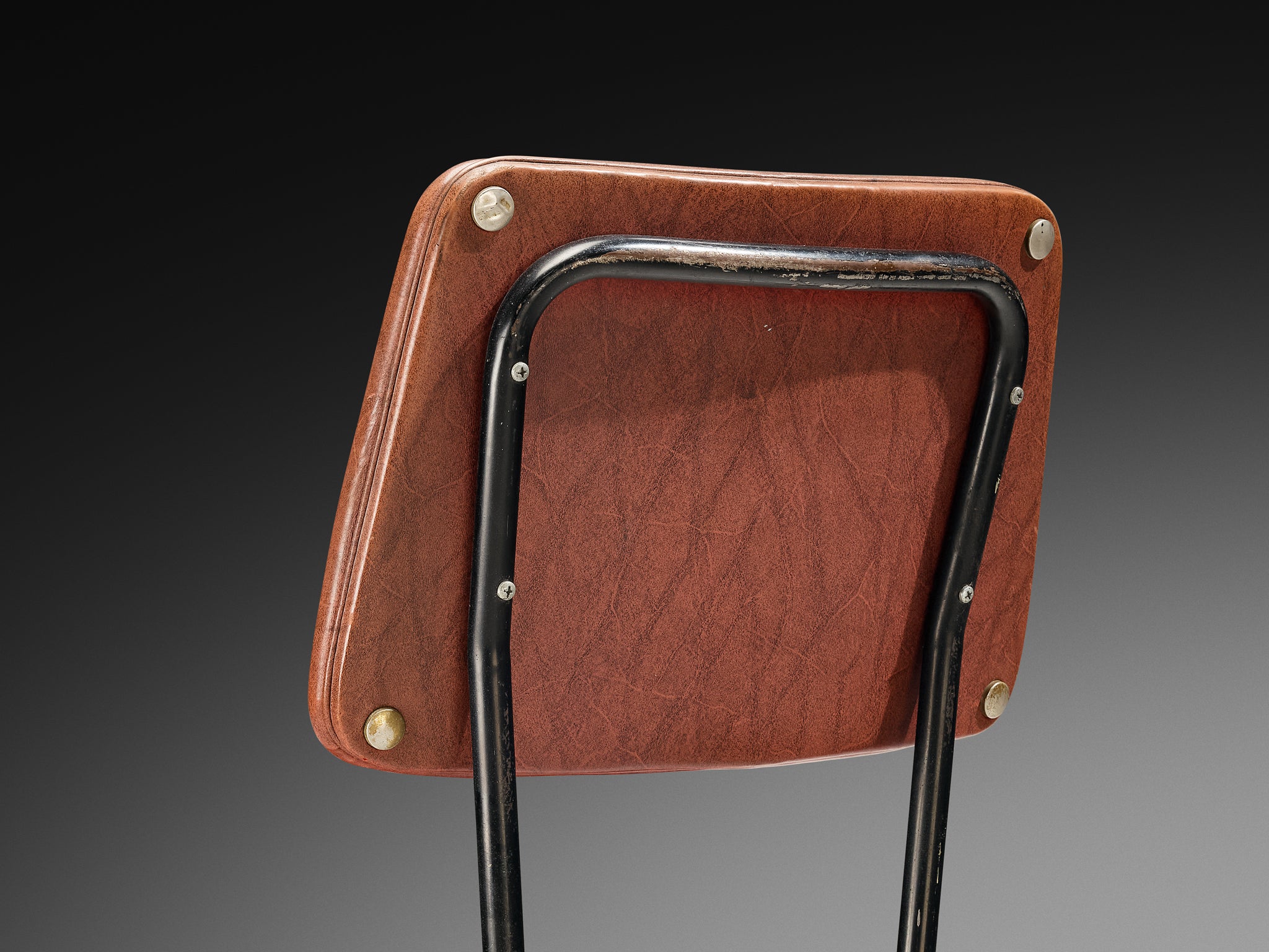 Mid-century Modern Set of Eight Italian Dining Chairs with Brass Feet Seating Morentz