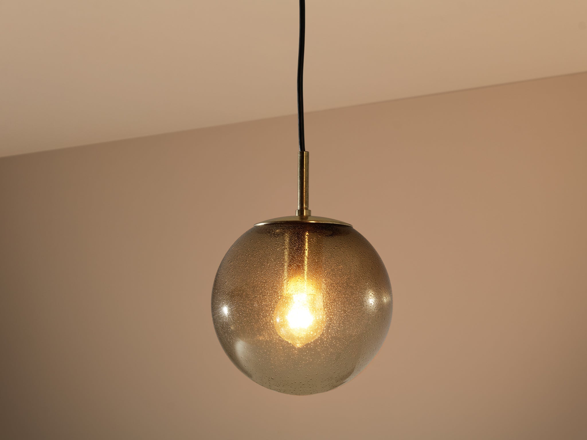 RAAK Pendant in Smoked Pulegoso Glass and Brass lighting Morentz