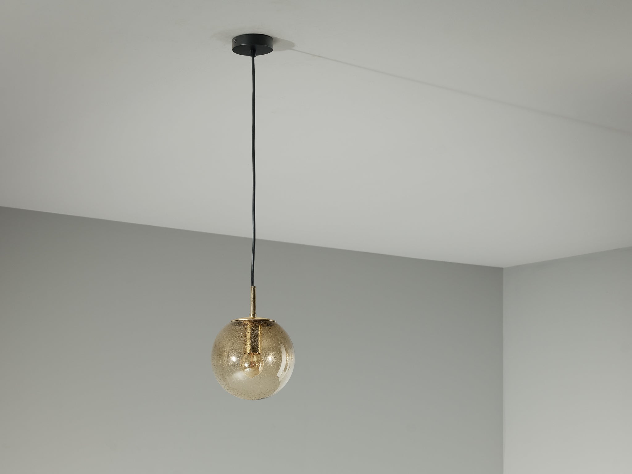 RAAK Pendant in Smoked Pulegoso Glass and Brass lighting Morentz