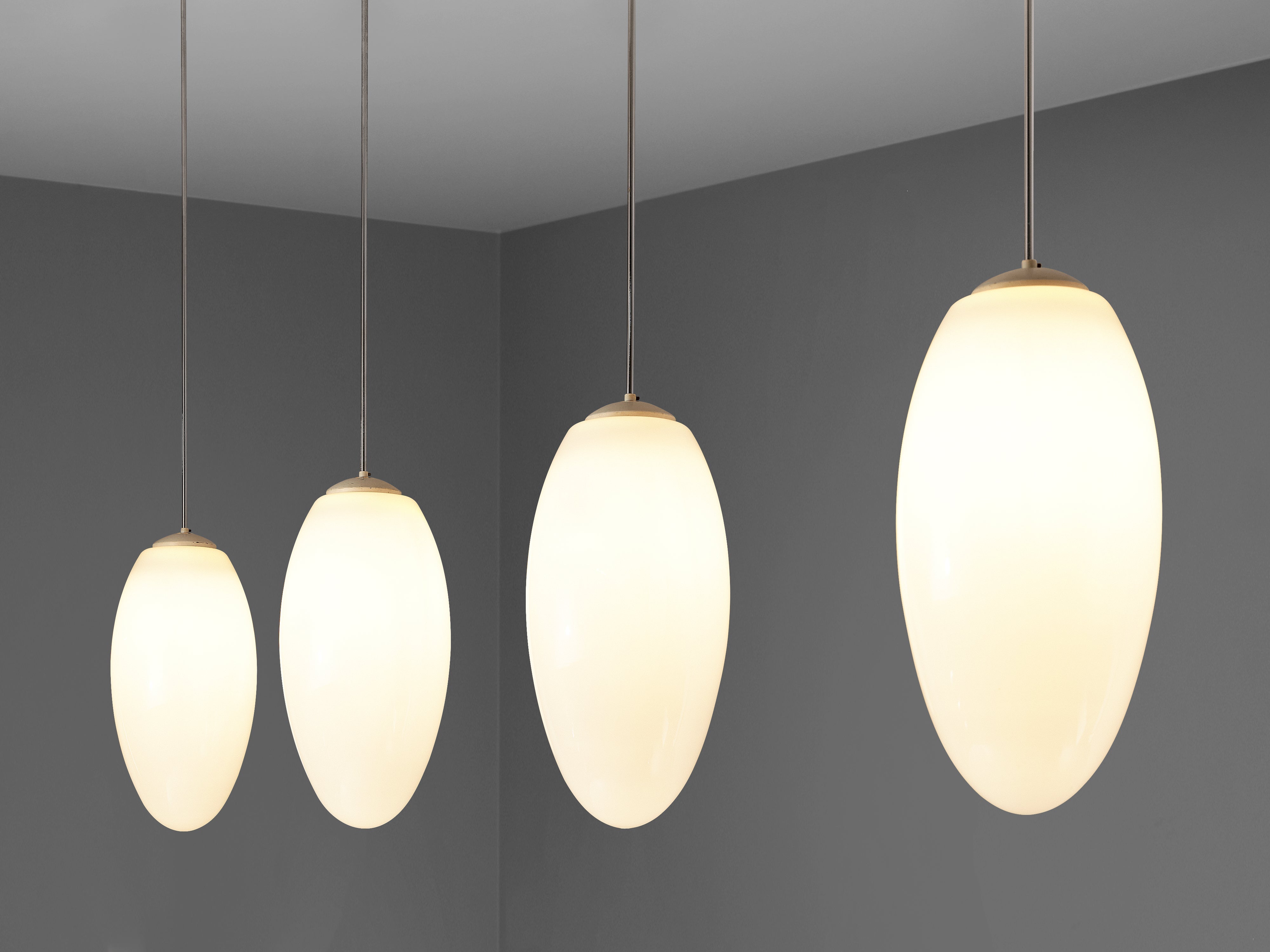 Pendant Lamps in Opaline Glass and Metal lighting Morentz
