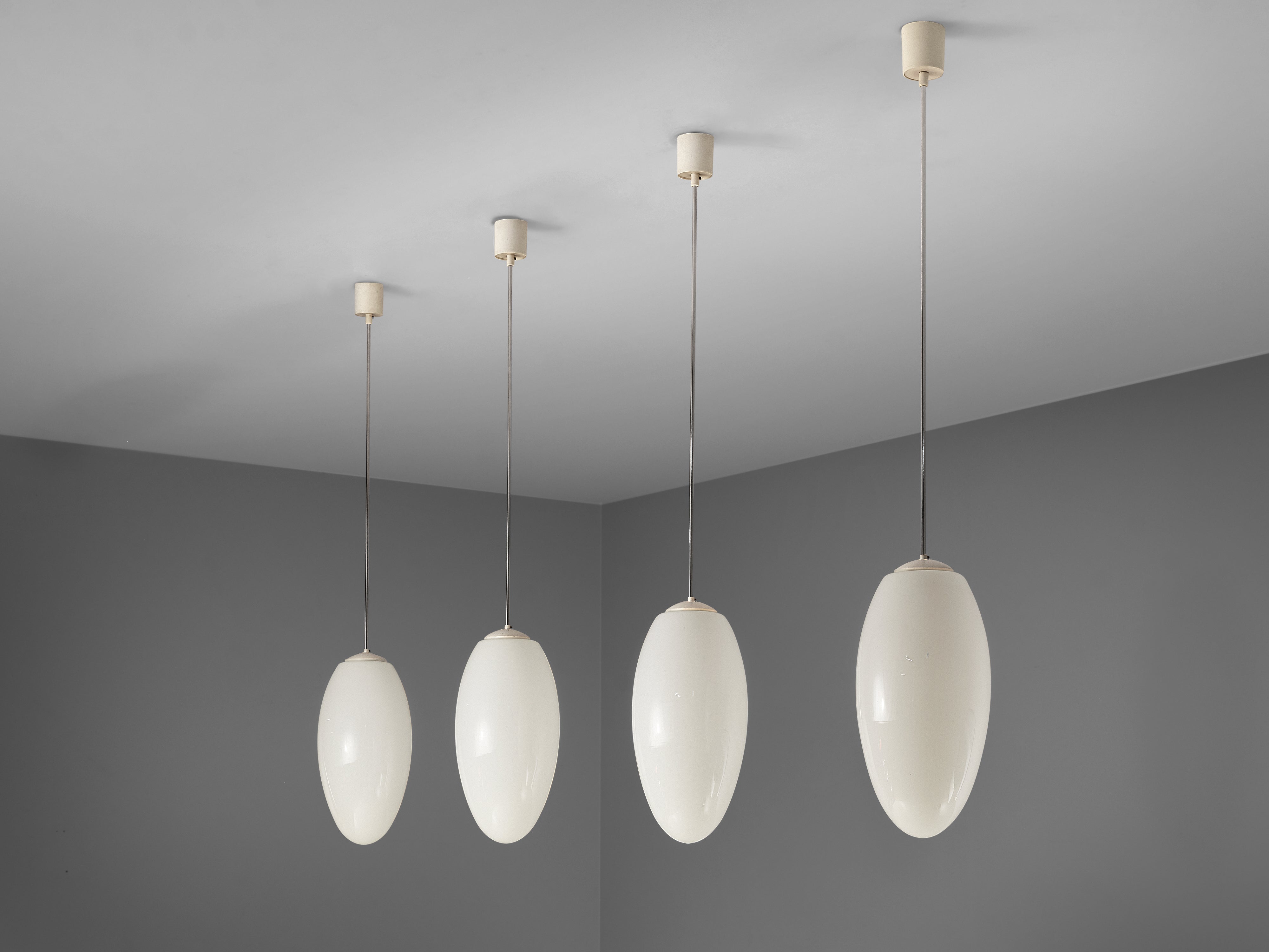 Pendant Lamps in Opaline Glass and Metal lighting Morentz