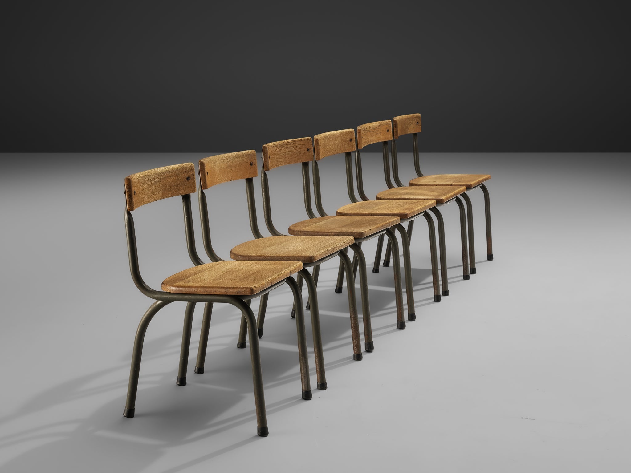 Willy Van Der Meeren for Tubax Set of Six Chairs in Solid Oak seating Morentz